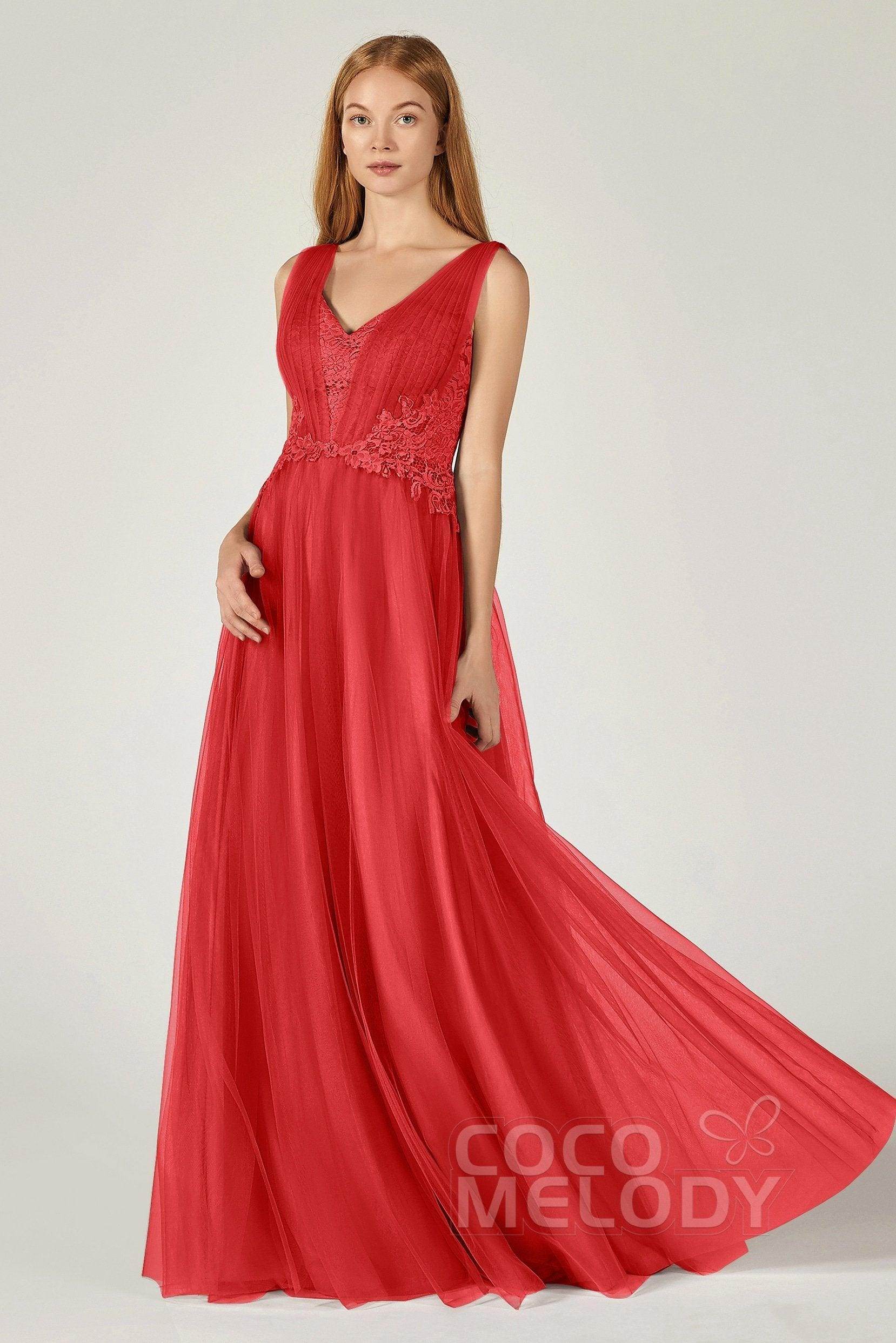 A-Line Floor Length Tulle/Lace Bridesmaid Dress CB0381