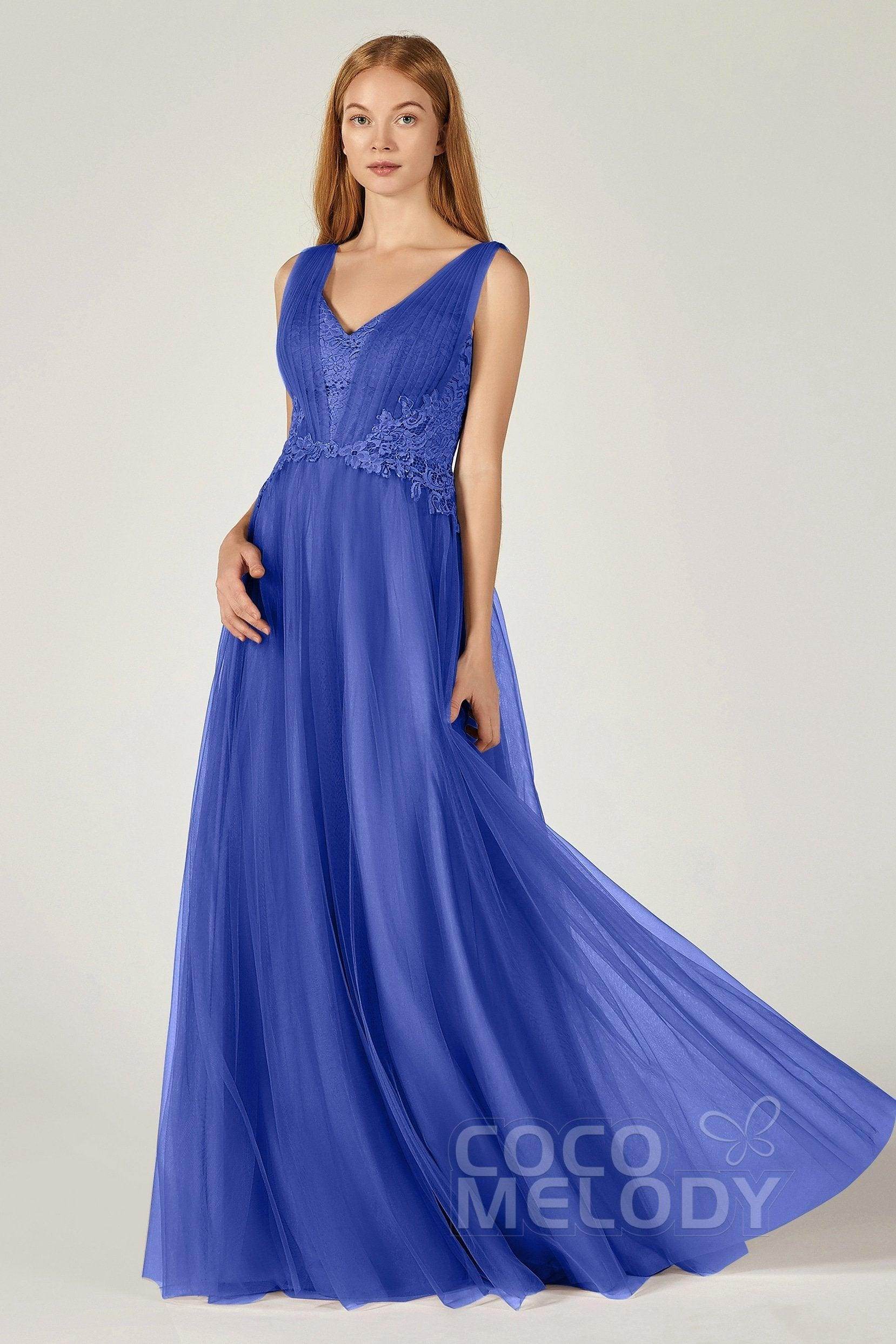 A-Line Floor Length Tulle/Lace Bridesmaid Dress CB0381