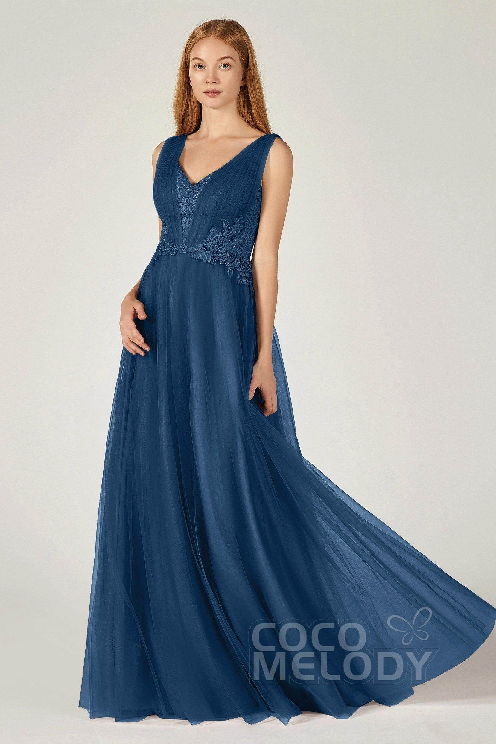 A-Line Floor Length Tulle/Lace Bridesmaid Dress CB0381