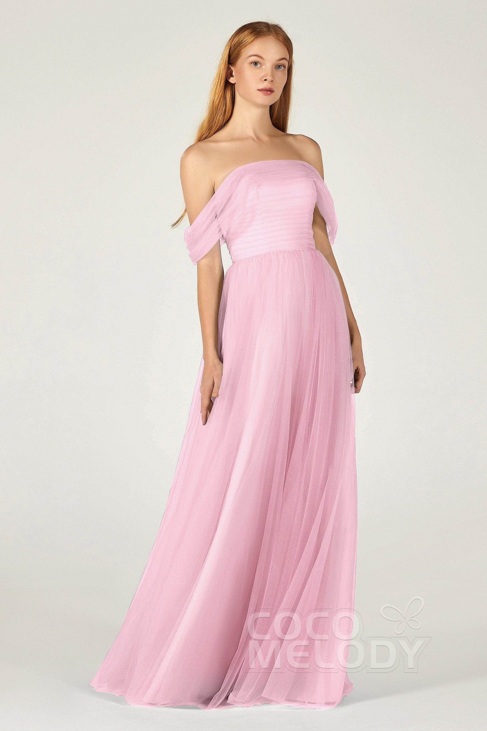 A-Line Floor Length Tulle Bridesmaid Dress CB0382