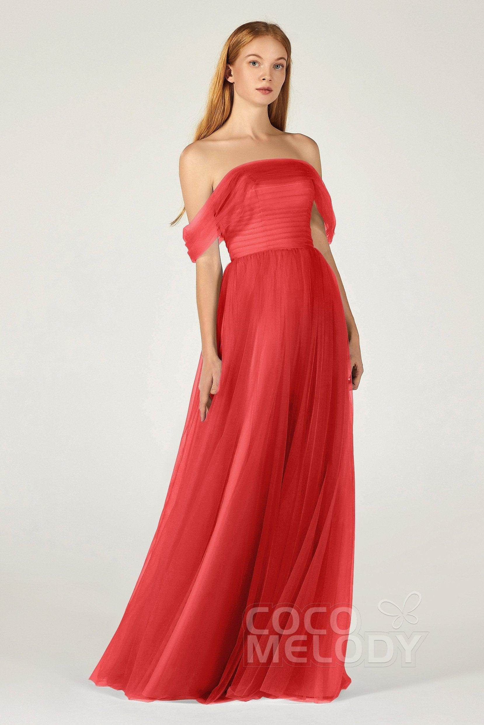 A-Line Floor Length Tulle Bridesmaid Dress CB0382