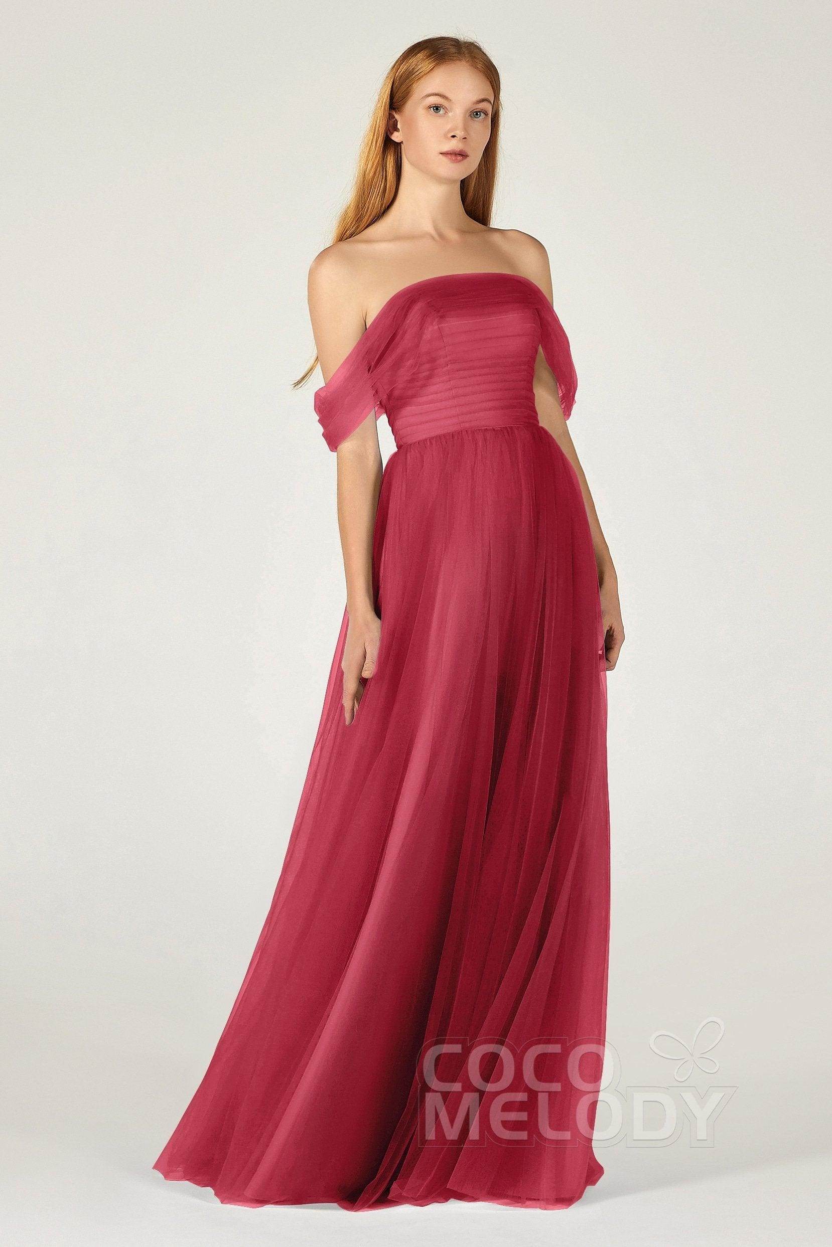 A-Line Floor Length Tulle Bridesmaid Dress CB0382