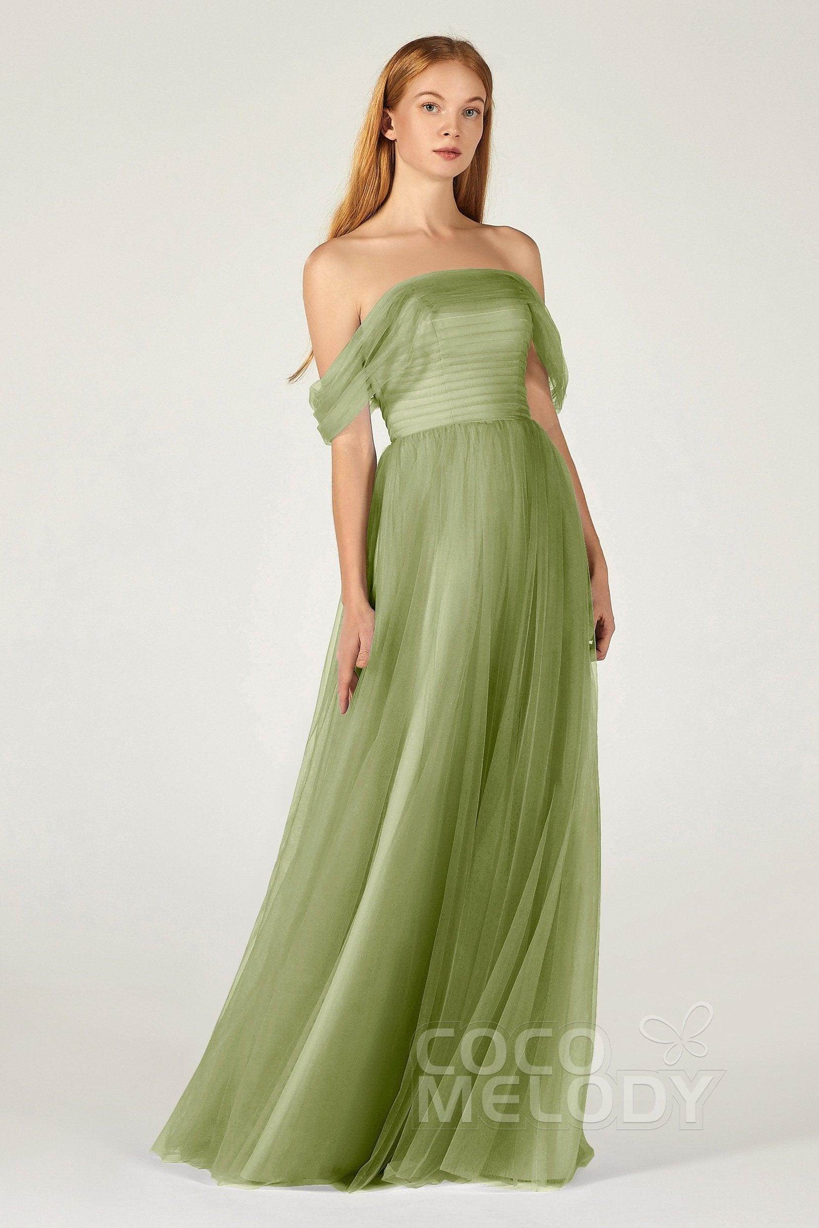 A-Line Floor Length Tulle Bridesmaid Dress CB0382