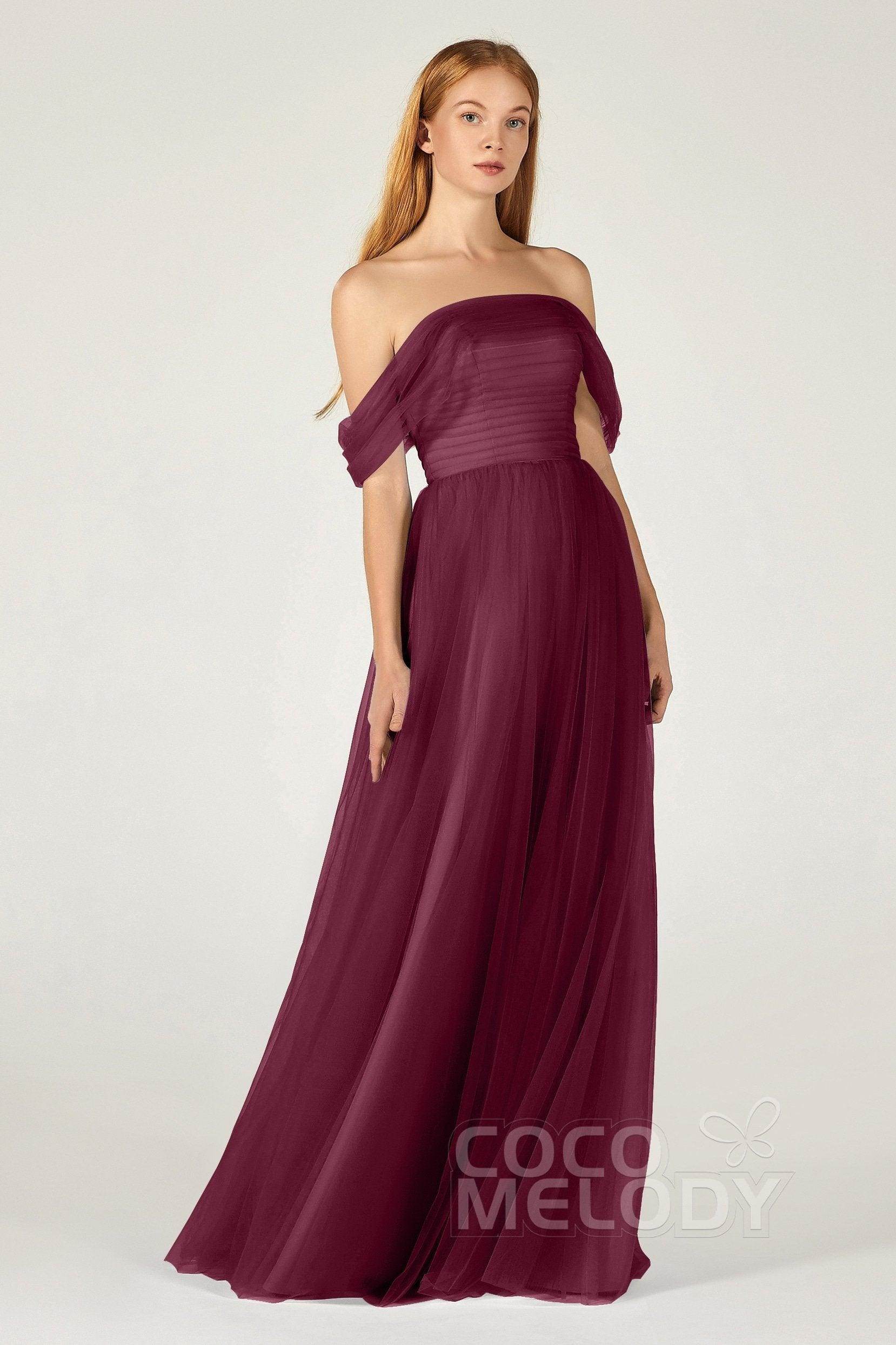 A-Line Floor Length Tulle Bridesmaid Dress CB0382