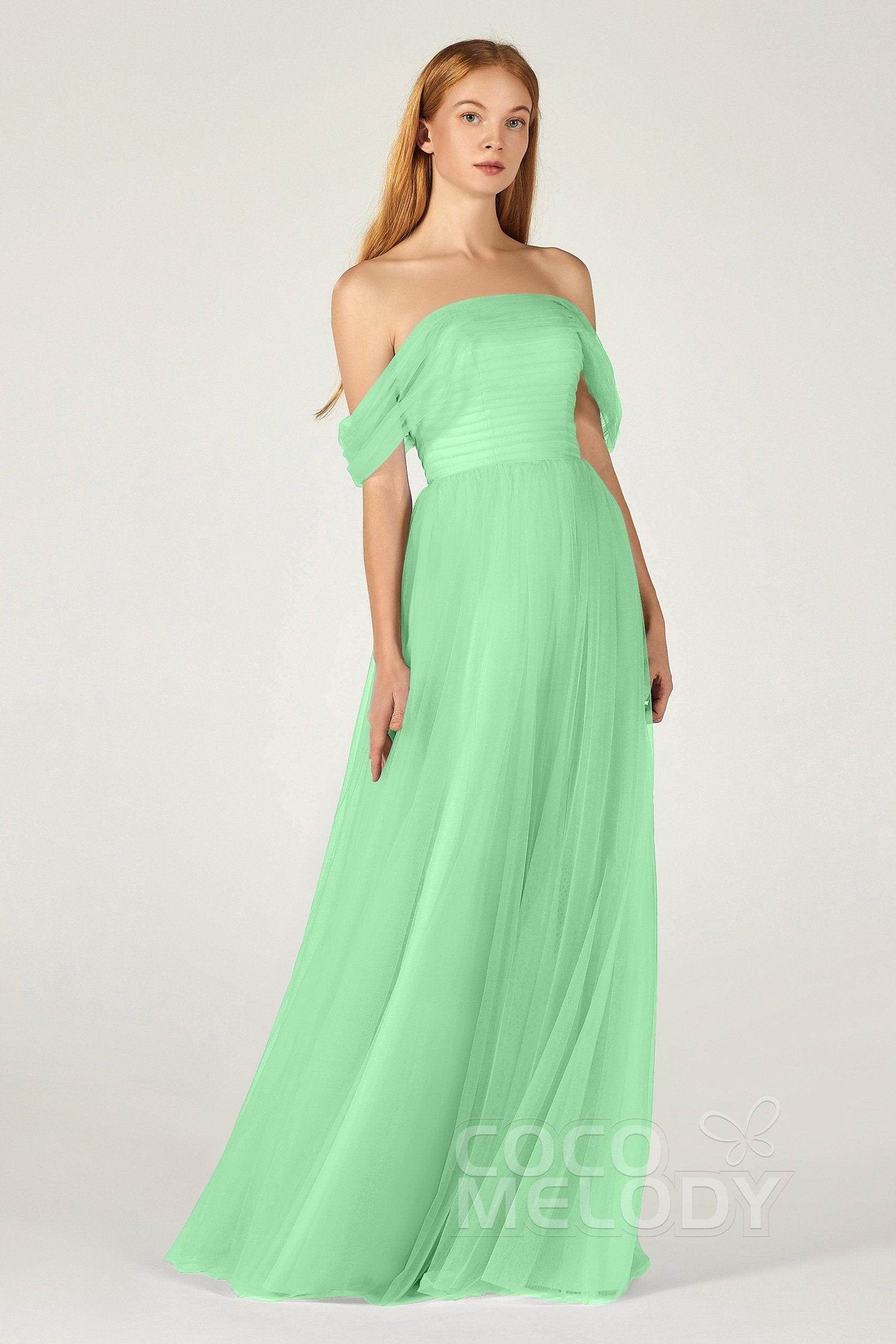 A-Line Floor Length Tulle Bridesmaid Dress CB0382