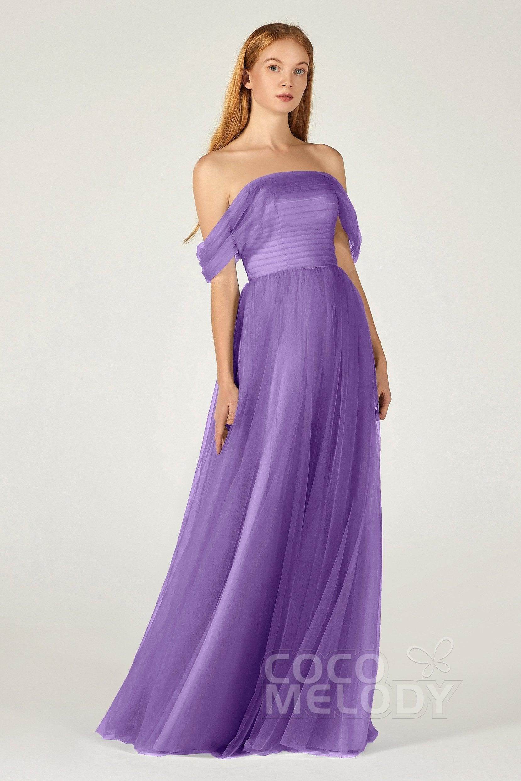 A-Line Floor Length Tulle Bridesmaid Dress CB0382