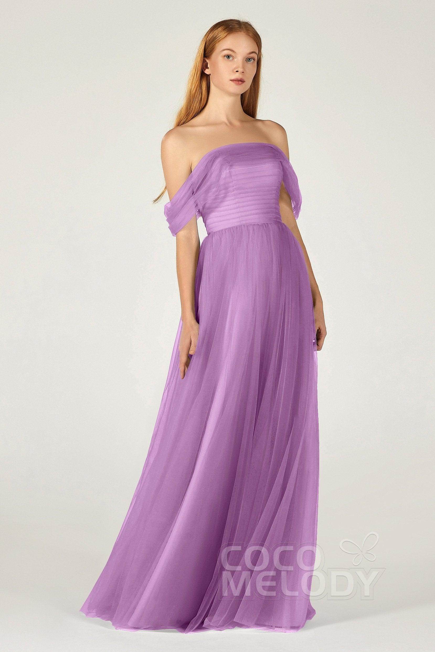 A-Line Floor Length Tulle Bridesmaid Dress CB0382