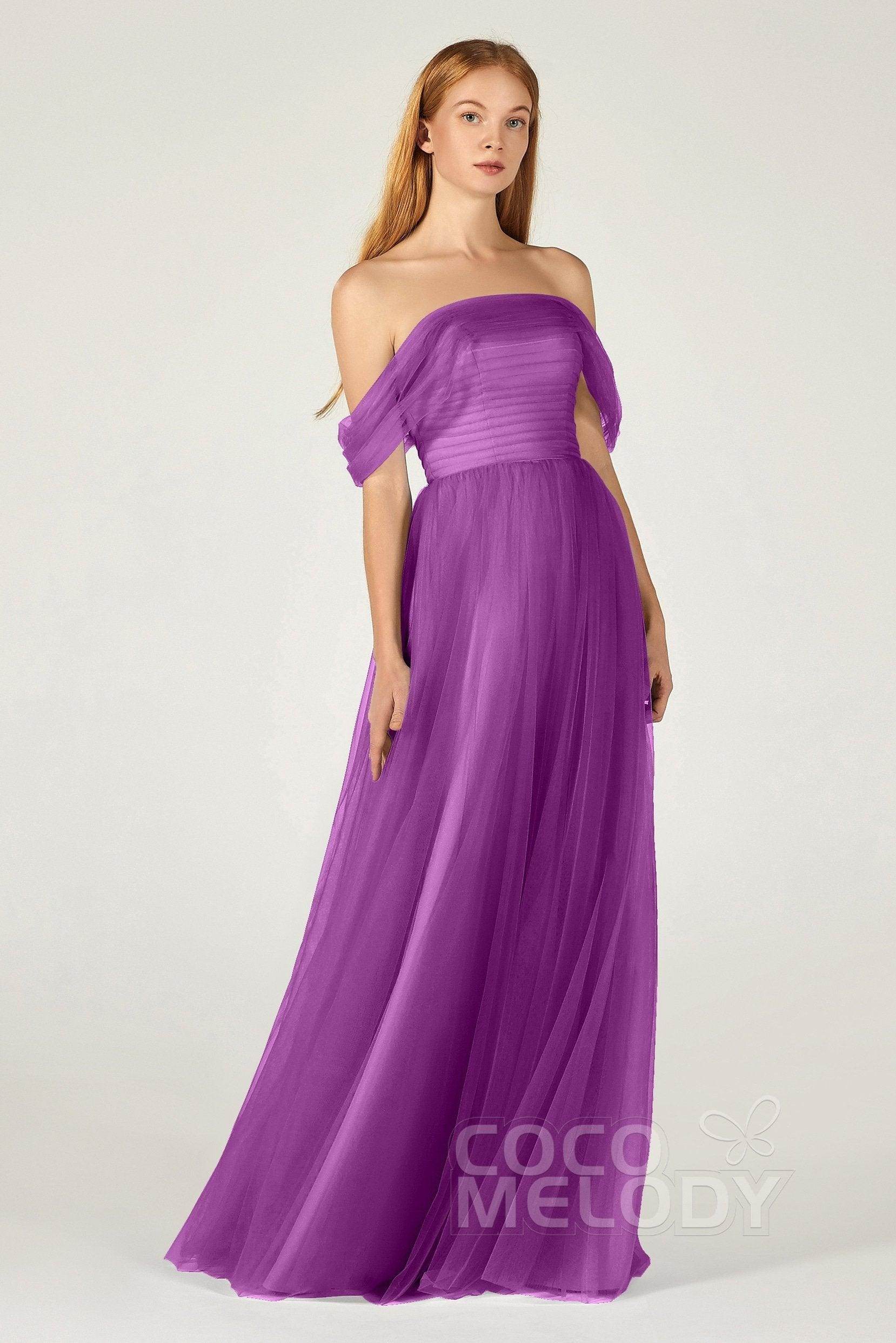 A-Line Floor Length Tulle Bridesmaid Dress CB0382