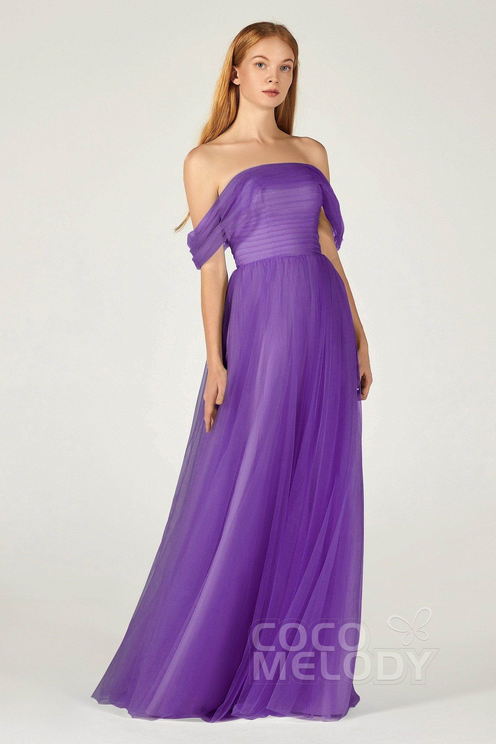 A-Line Floor Length Tulle Bridesmaid Dress CB0382