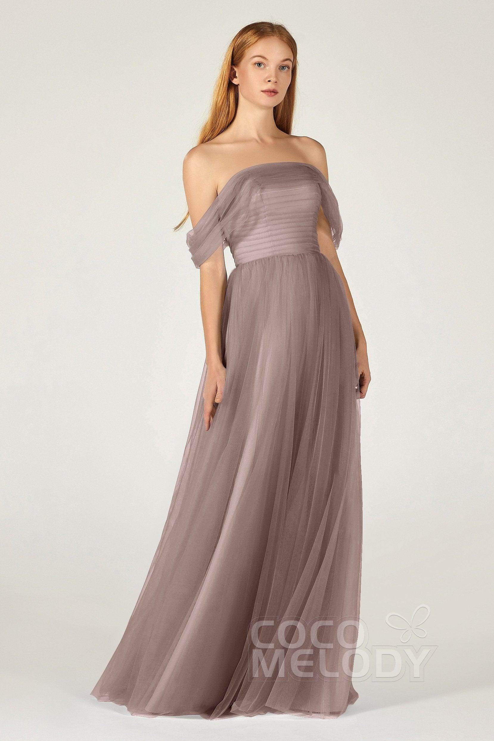 A-Line Floor Length Tulle Bridesmaid Dress CB0382