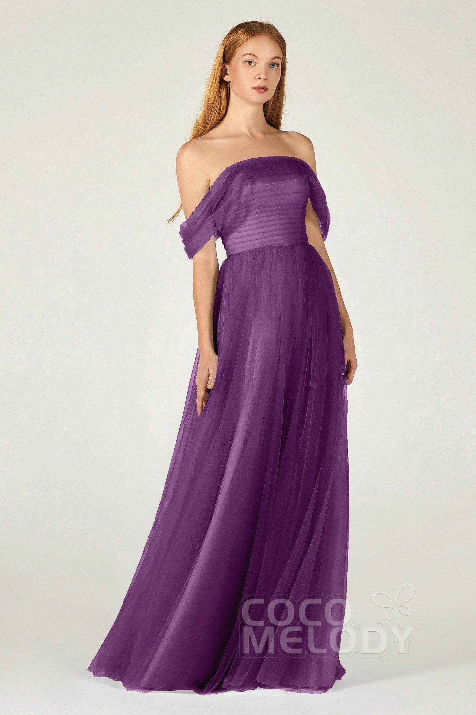 A-Line Floor Length Tulle Bridesmaid Dress CB0382