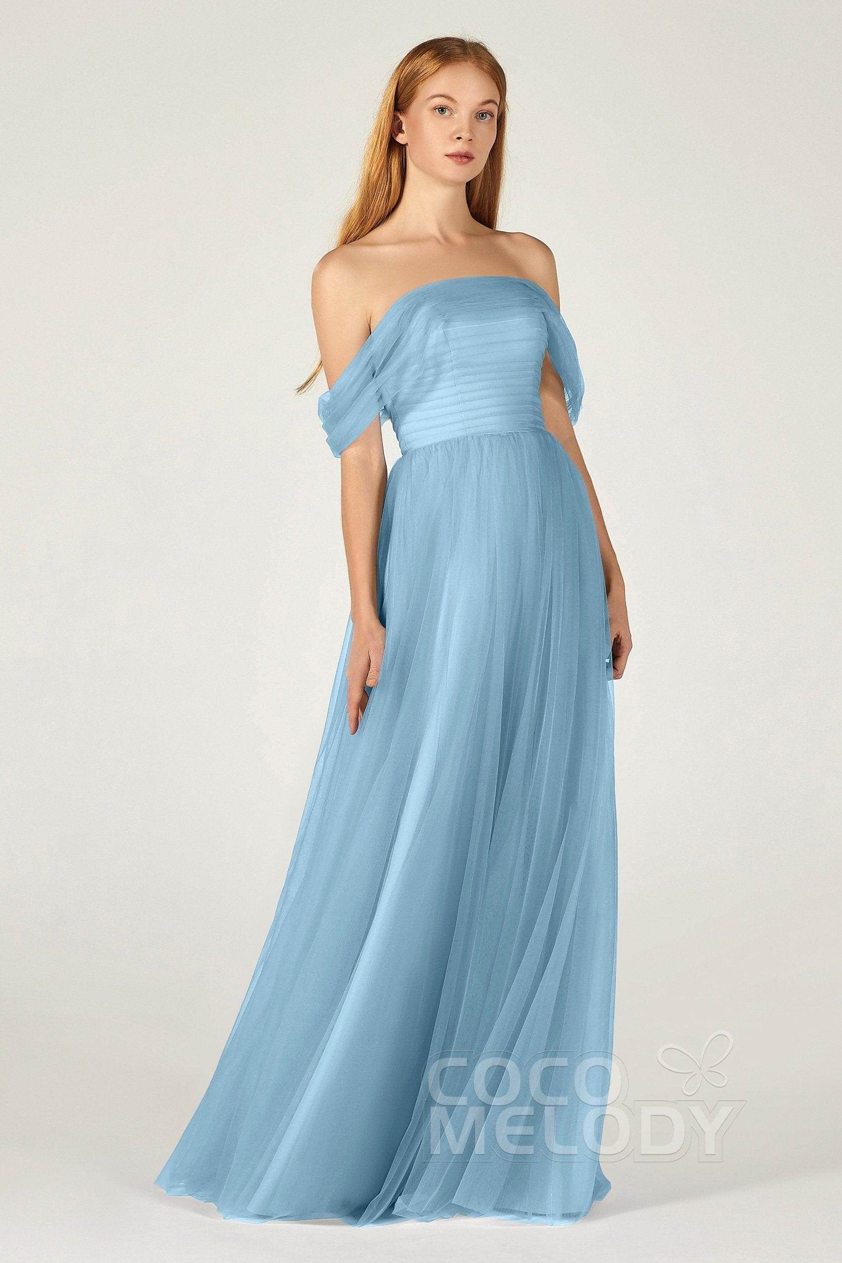 A-Line Floor Length Tulle Bridesmaid Dress CB0382
