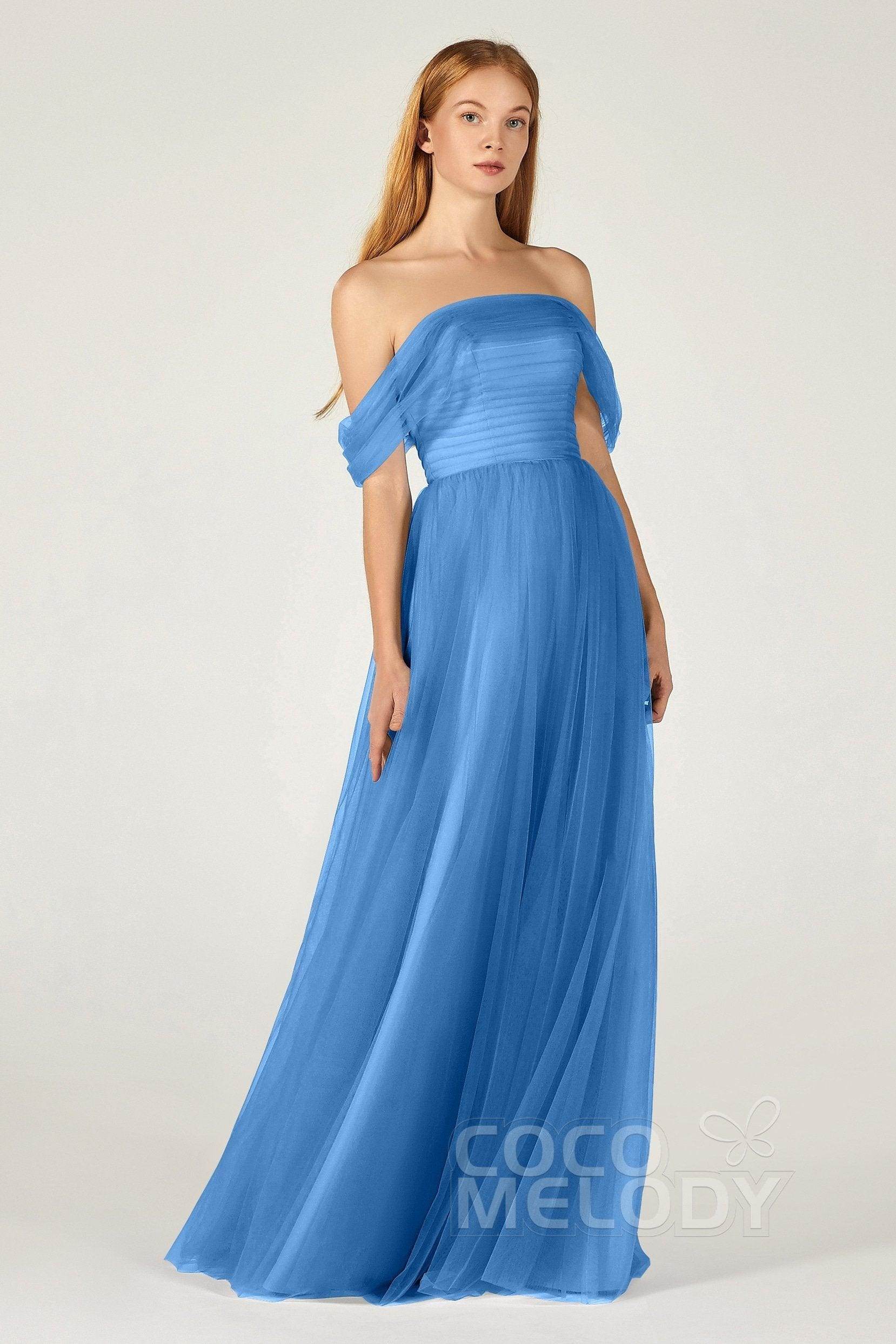 A-Line Floor Length Tulle Bridesmaid Dress CB0382