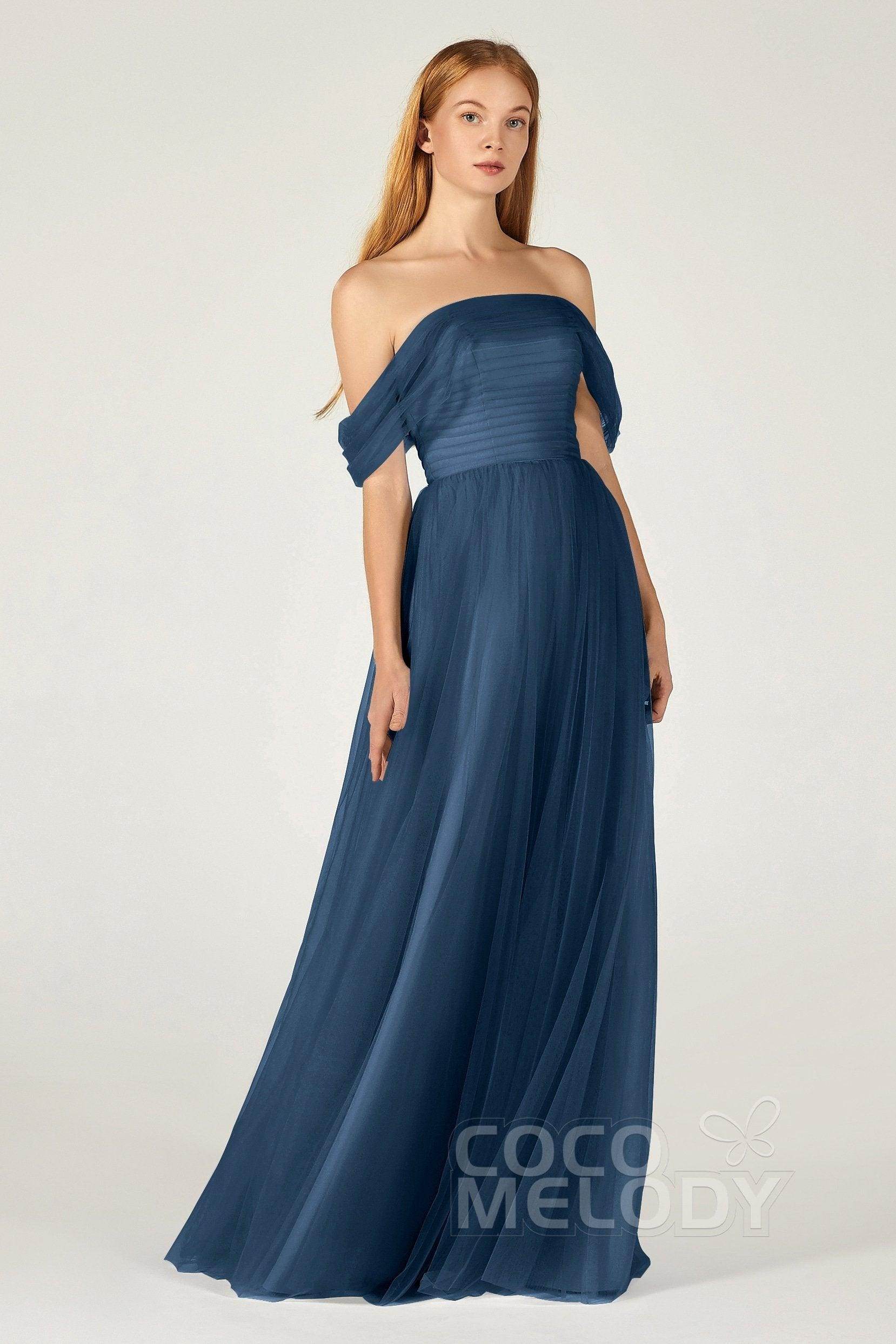 A-Line Floor Length Tulle Bridesmaid Dress CB0382