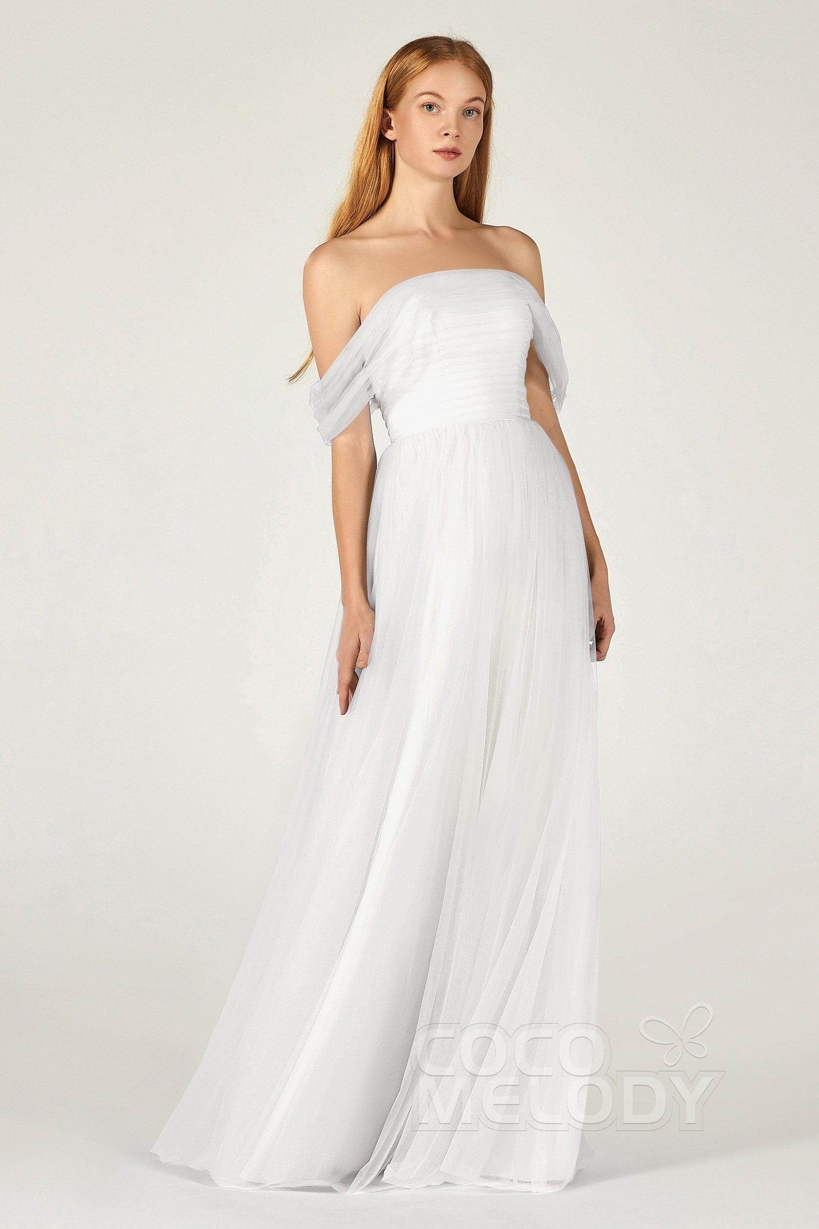 A-Line Floor Length Tulle Bridesmaid Dress CB0382