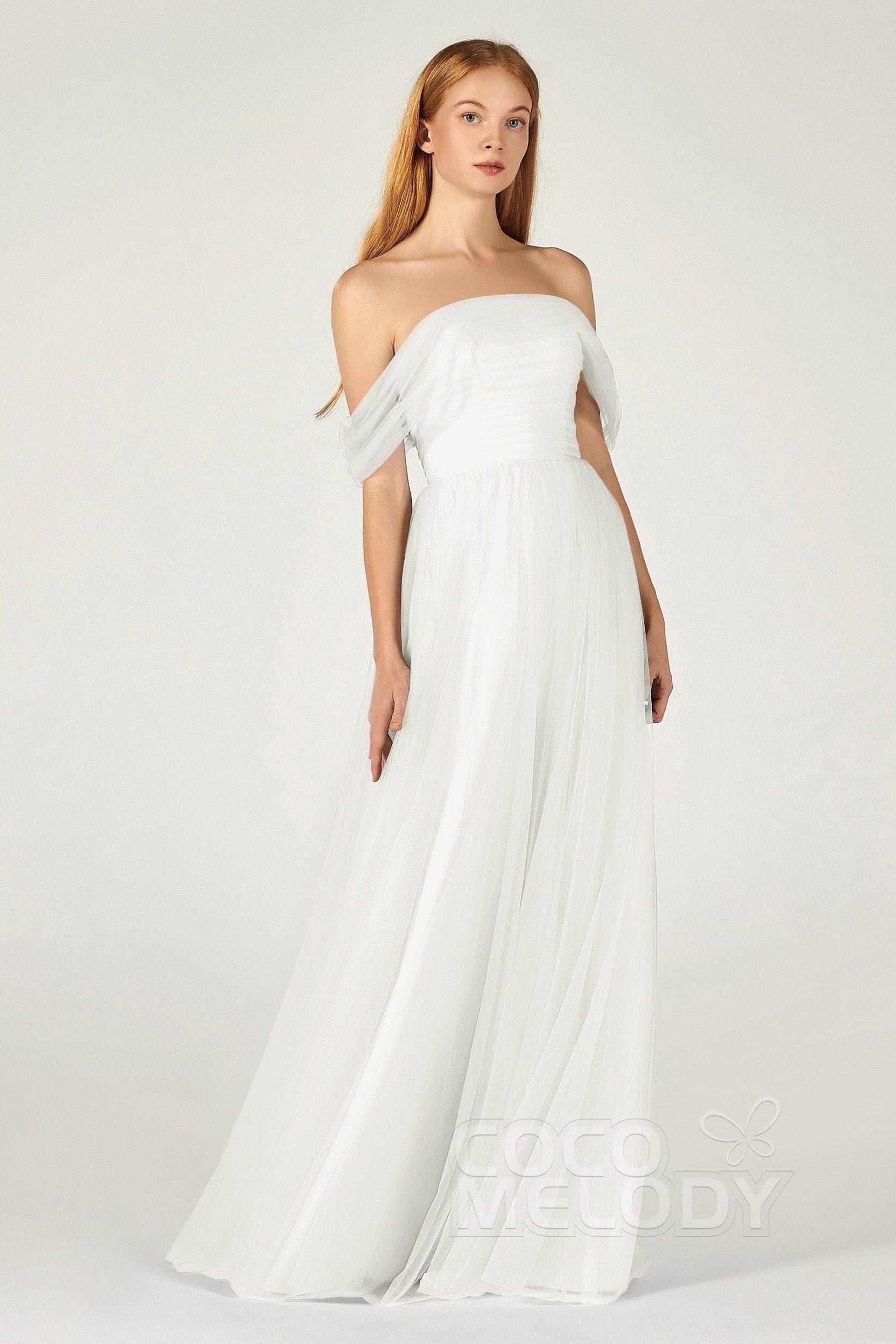 A-Line Floor Length Tulle Bridesmaid Dress CB0382