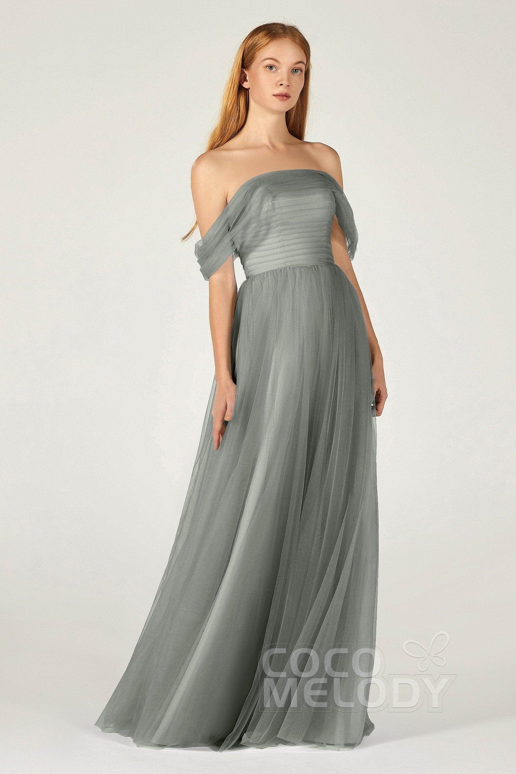 A-Line Floor Length Tulle Bridesmaid Dress CB0382