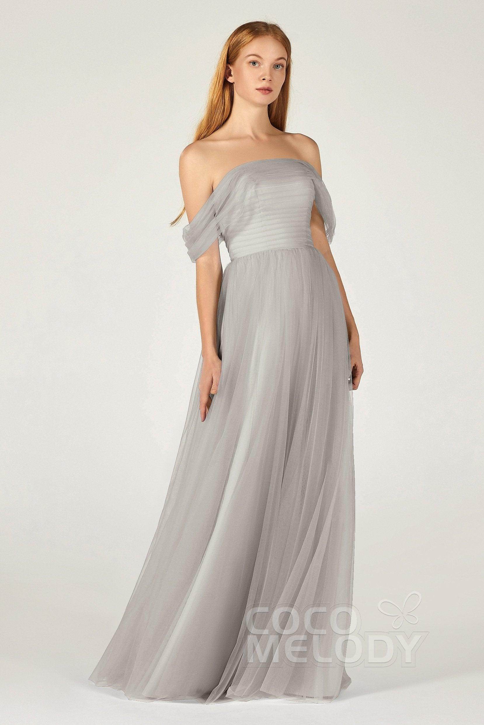 A-Line Floor Length Tulle Bridesmaid Dress CB0382