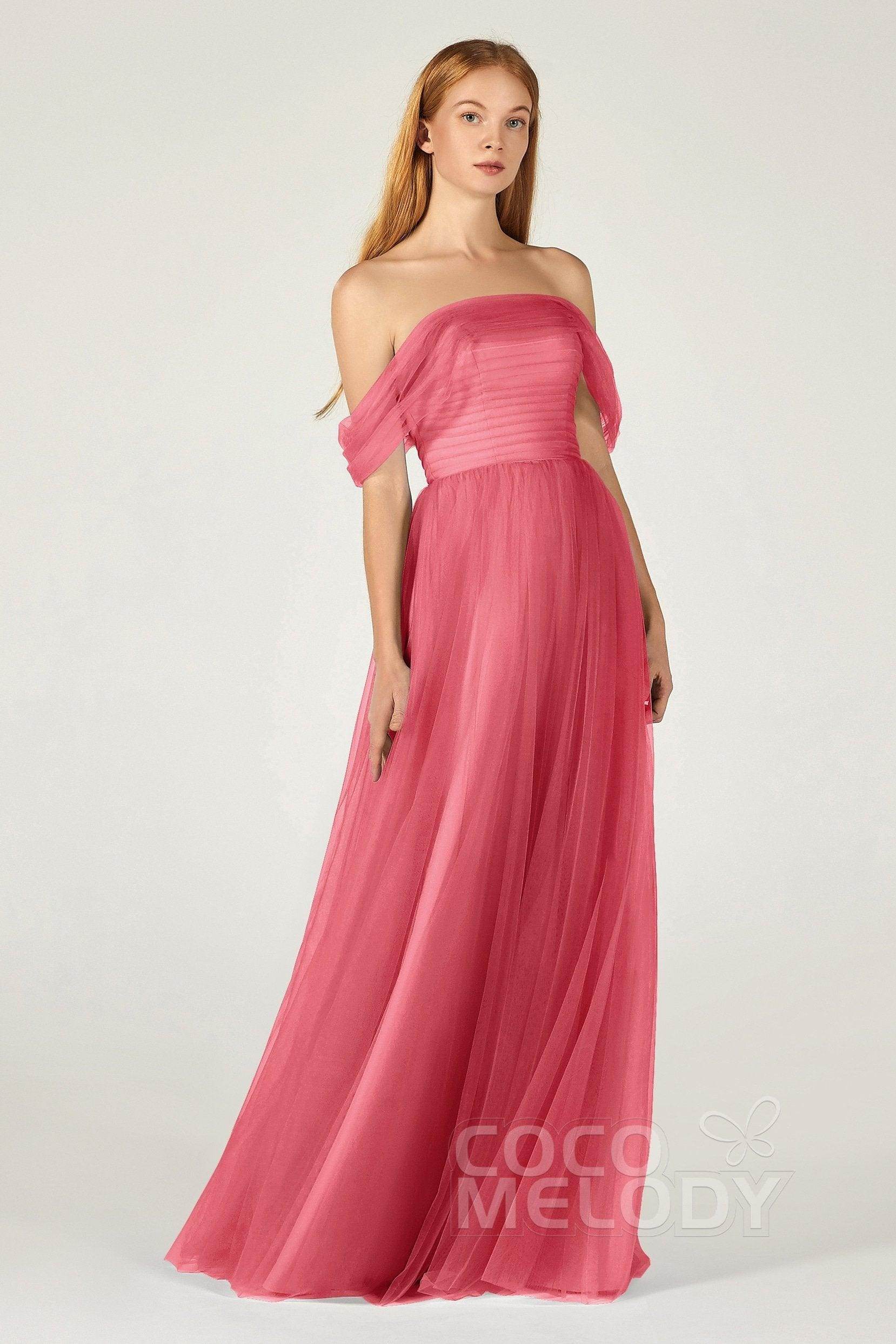 A-Line Floor Length Tulle Bridesmaid Dress CB0382
