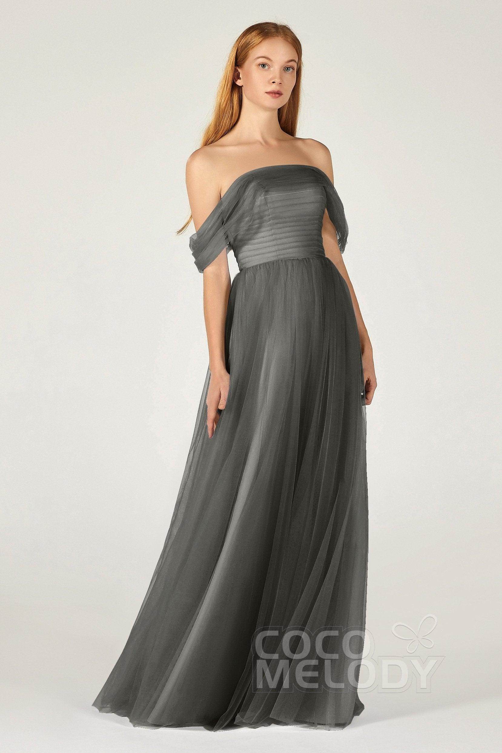 A-Line Floor Length Tulle Bridesmaid Dress CB0382