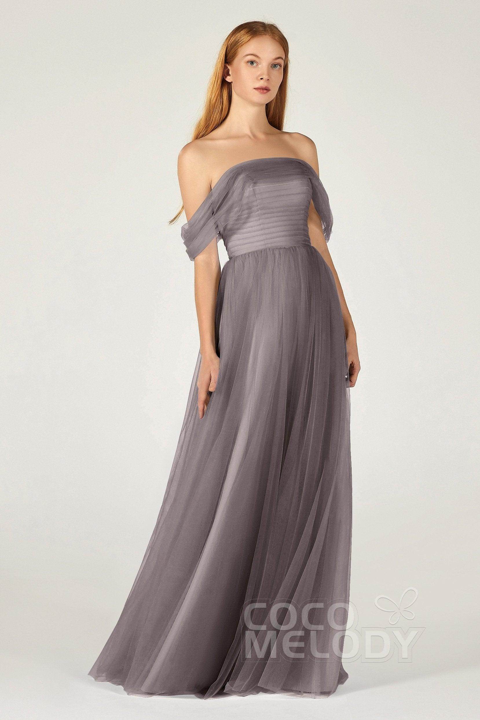 A-Line Floor Length Tulle Bridesmaid Dress CB0382