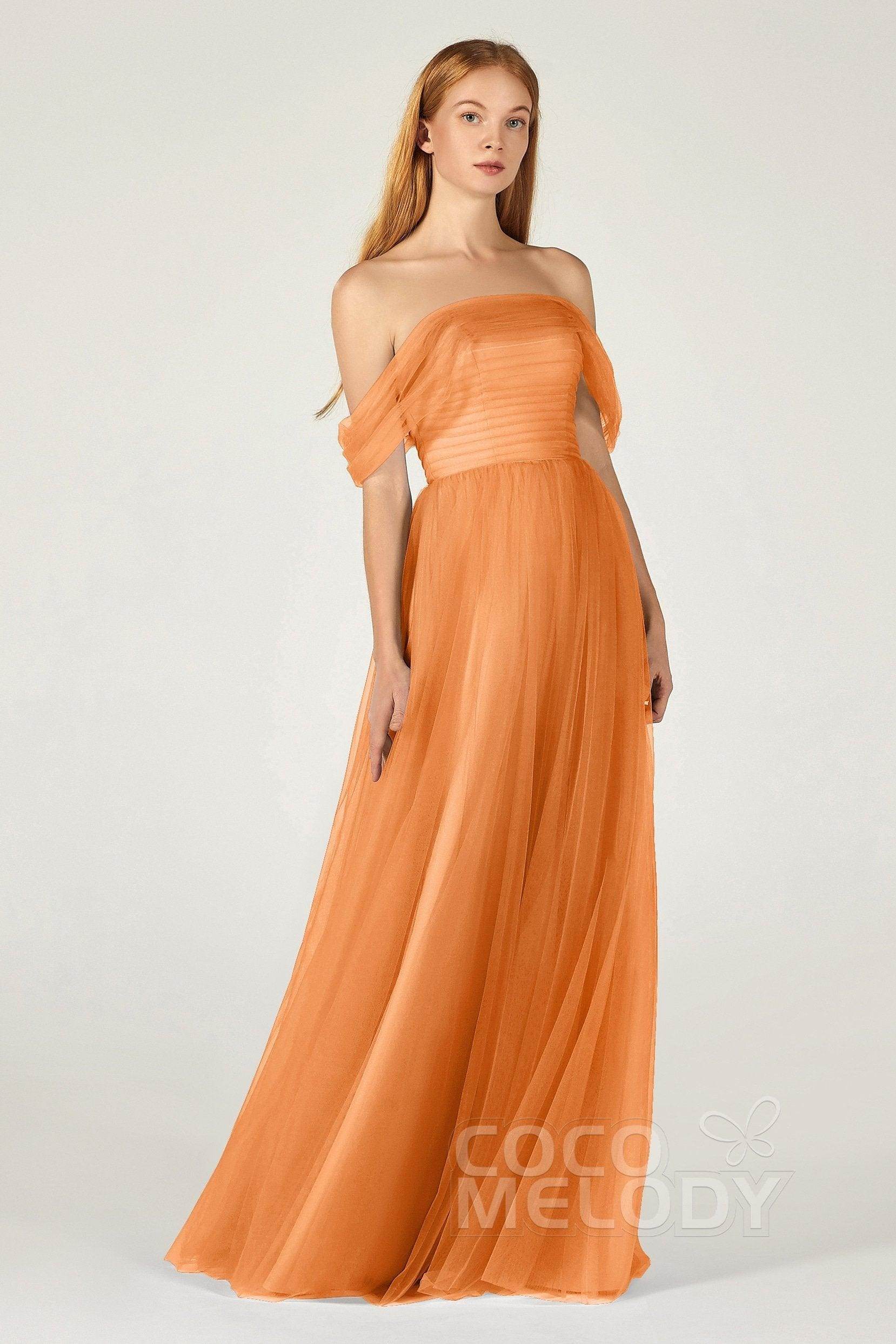 A-Line Floor Length Tulle Bridesmaid Dress CB0382