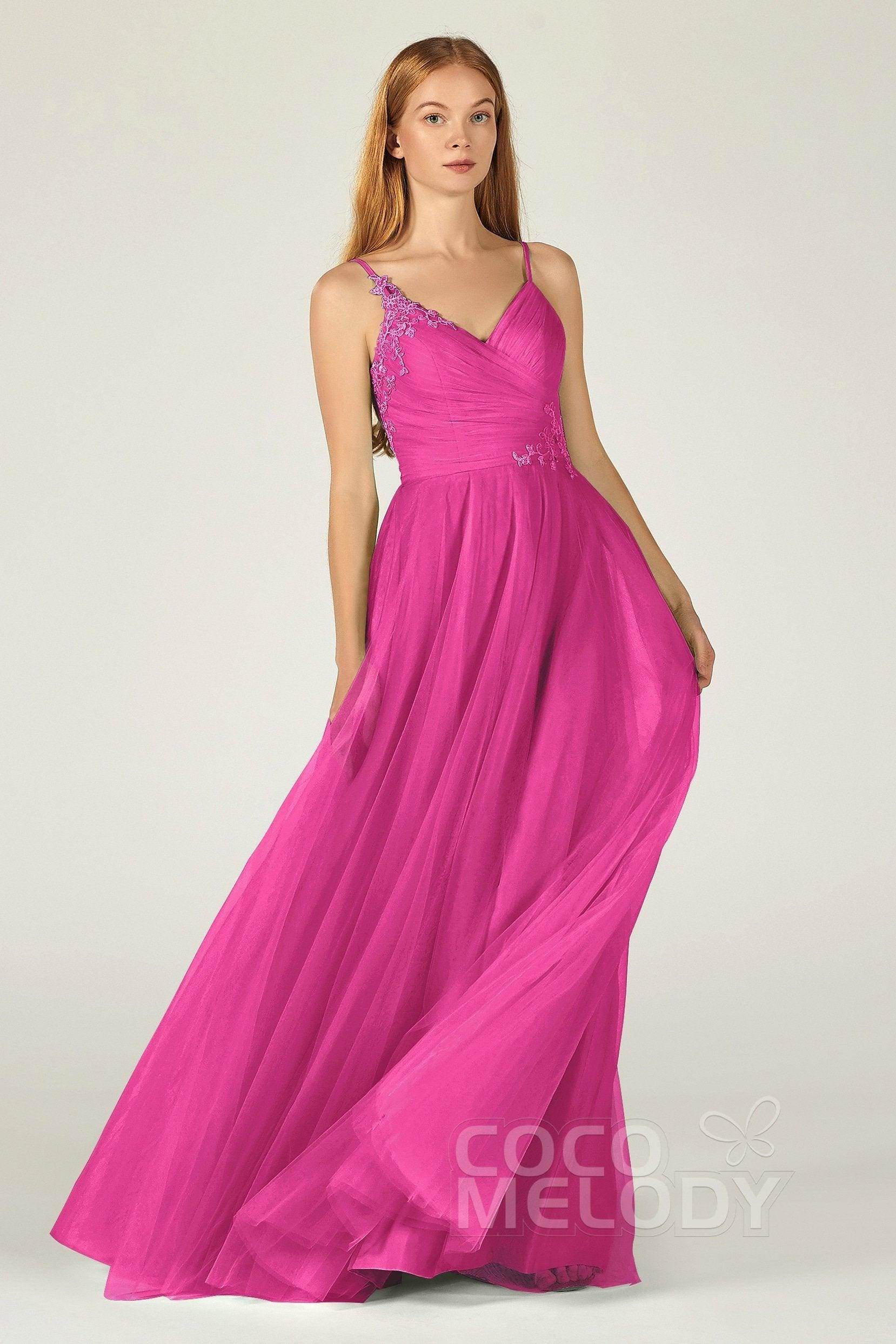 A-Line Floor Length Tulle Bridesmaid Dress CB0383