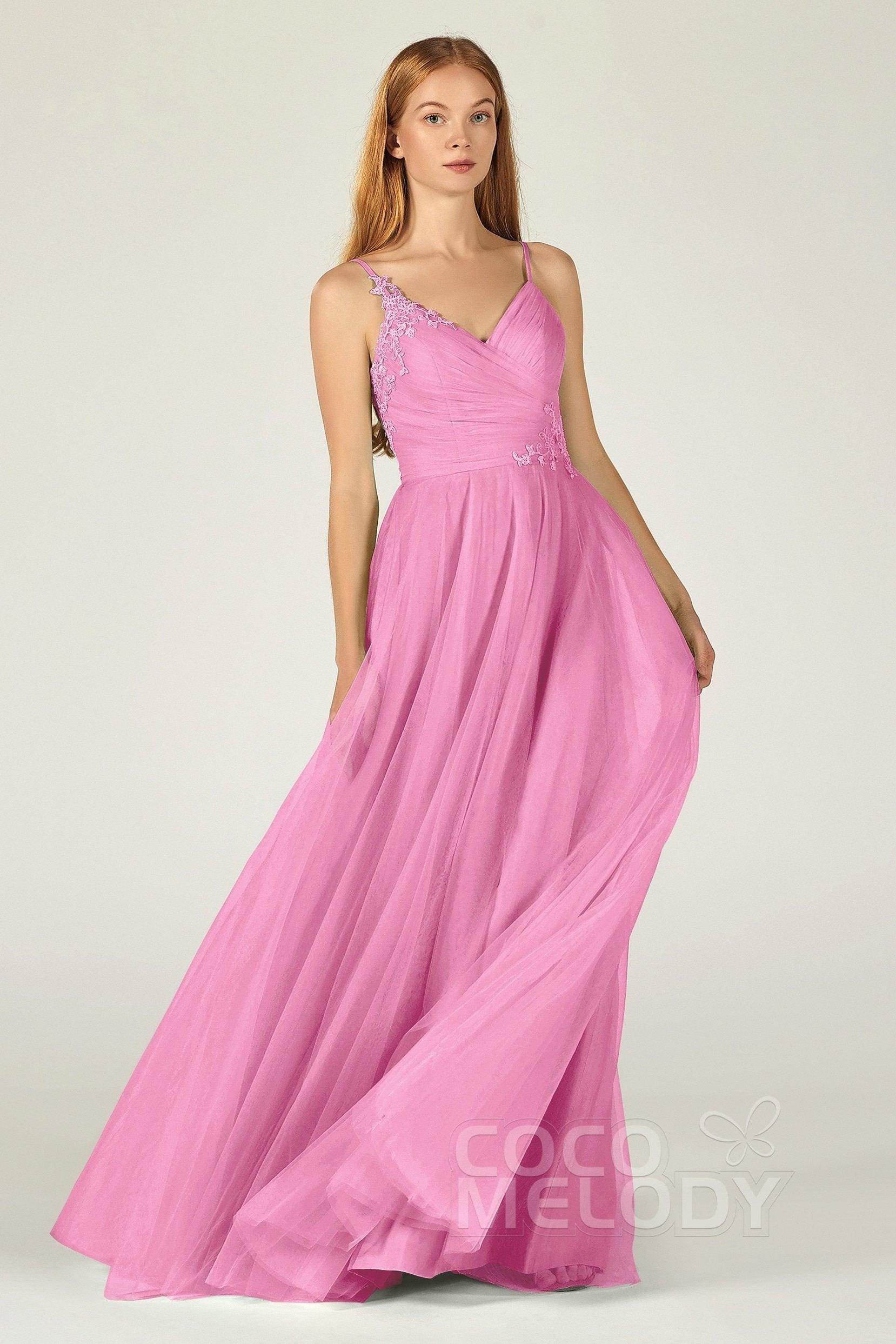 A-Line Floor Length Tulle Bridesmaid Dress CB0383