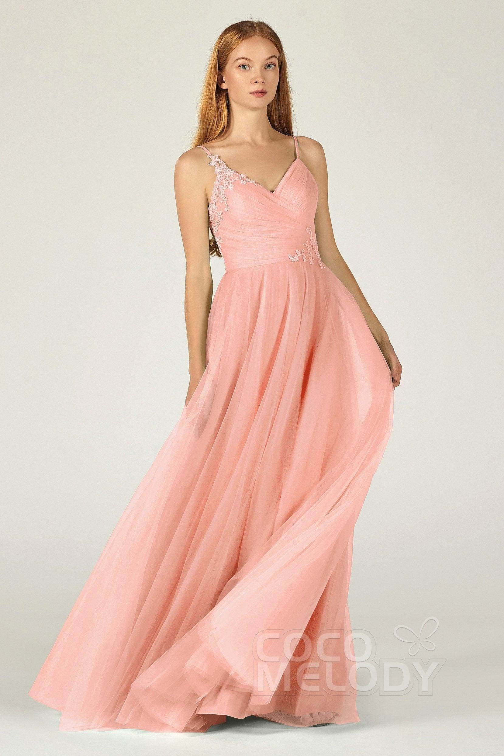 A-Line Floor Length Tulle Bridesmaid Dress CB0383
