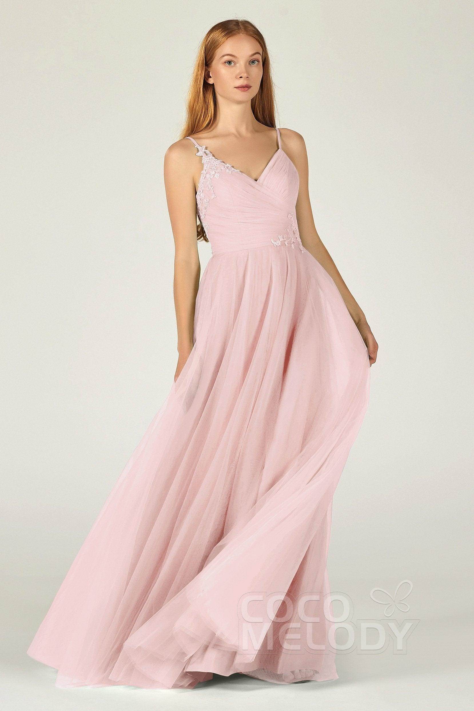 A-Line Floor Length Tulle Bridesmaid Dress CB0383