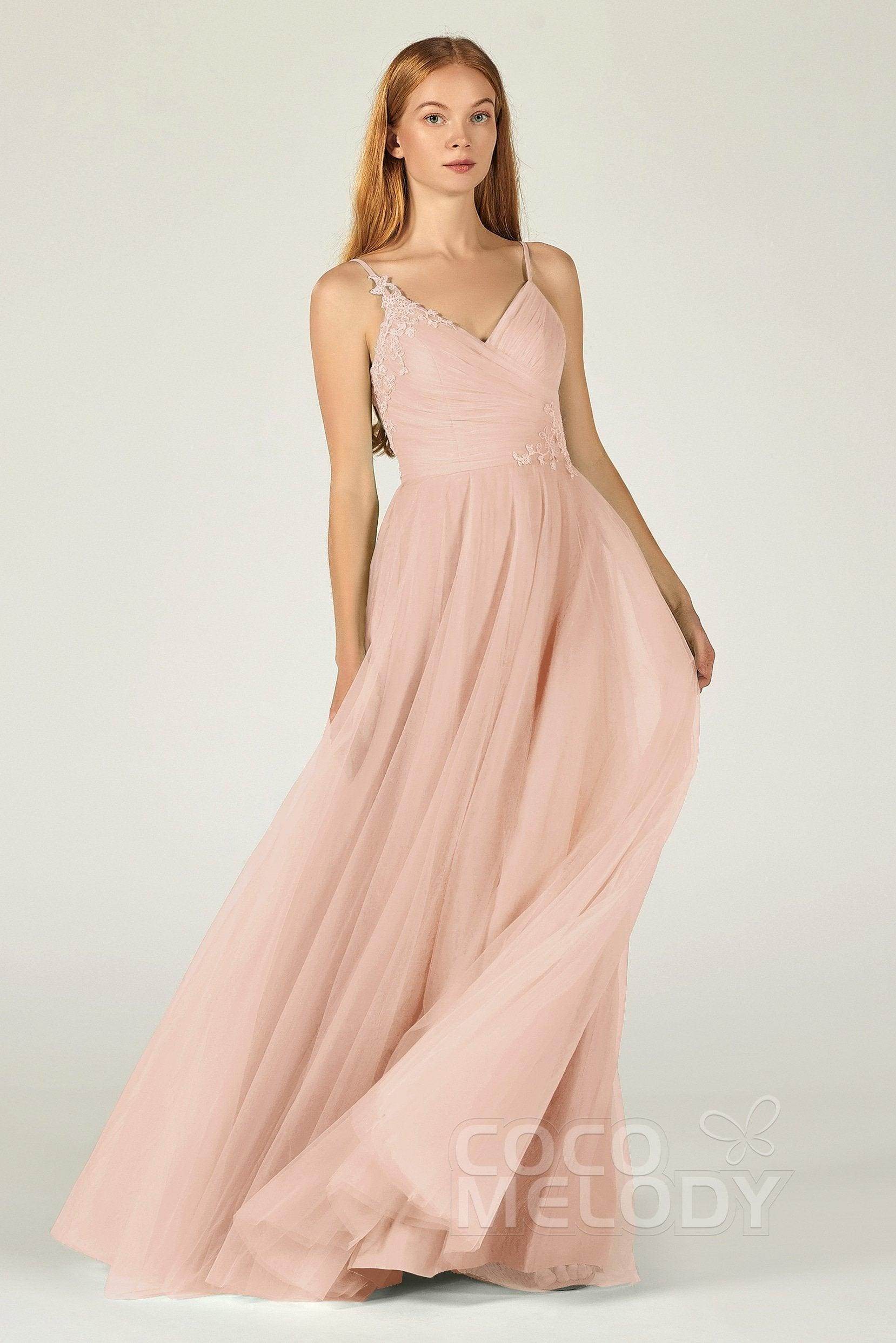 A-Line Floor Length Tulle Bridesmaid Dress CB0383