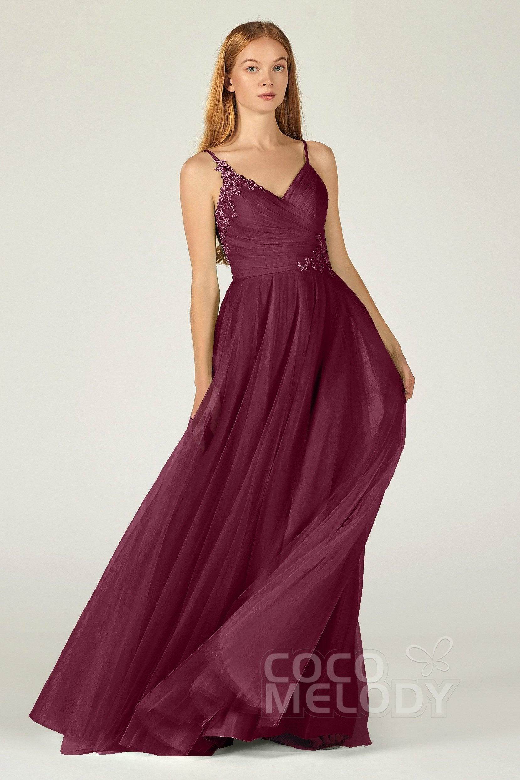 A-Line Floor Length Tulle Bridesmaid Dress CB0383