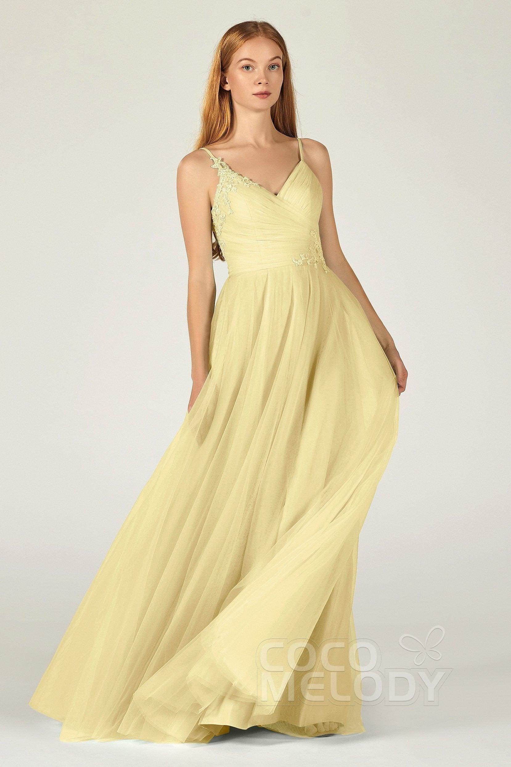 A-Line Floor Length Tulle Bridesmaid Dress CB0383
