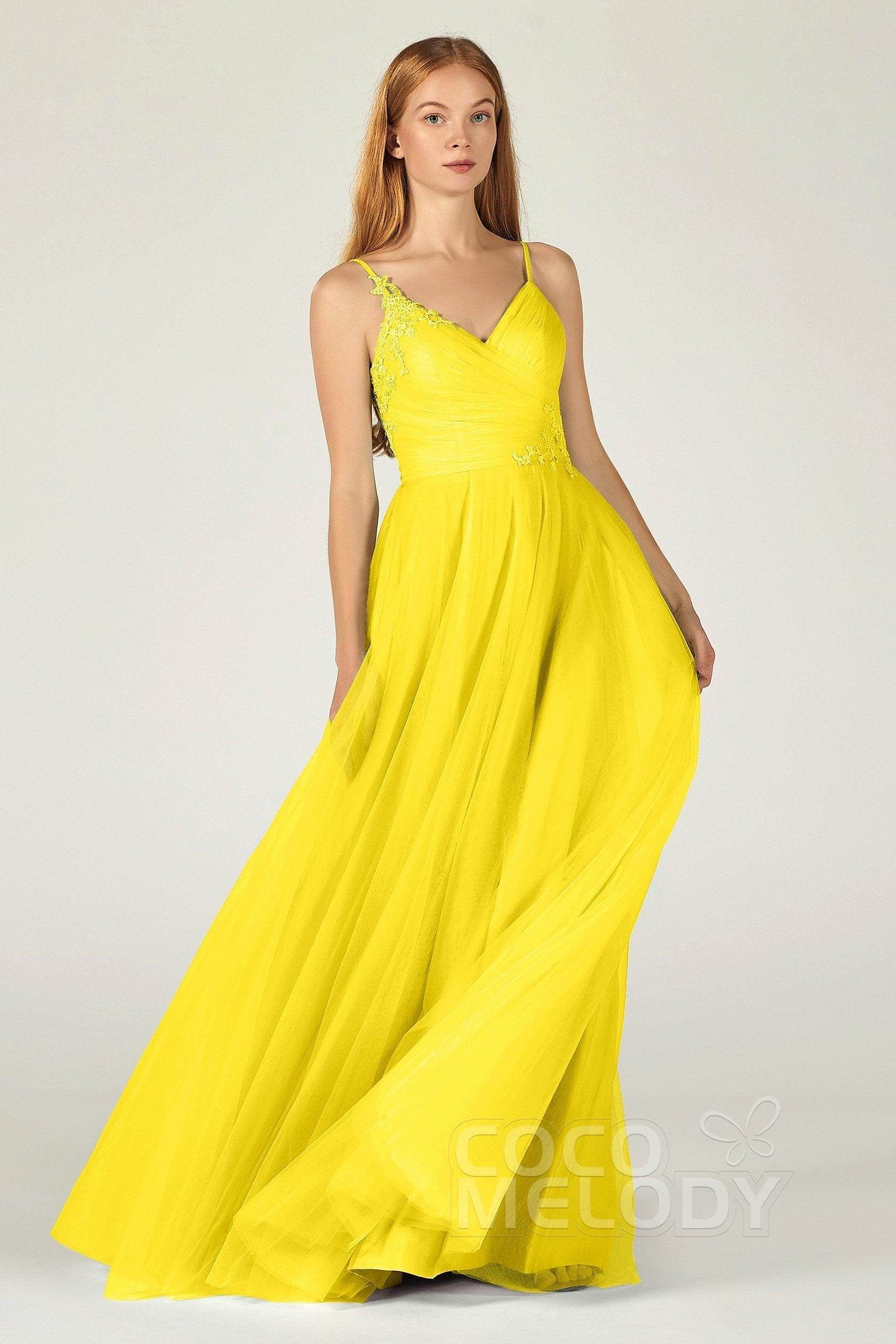 A-Line Floor Length Tulle Bridesmaid Dress CB0383