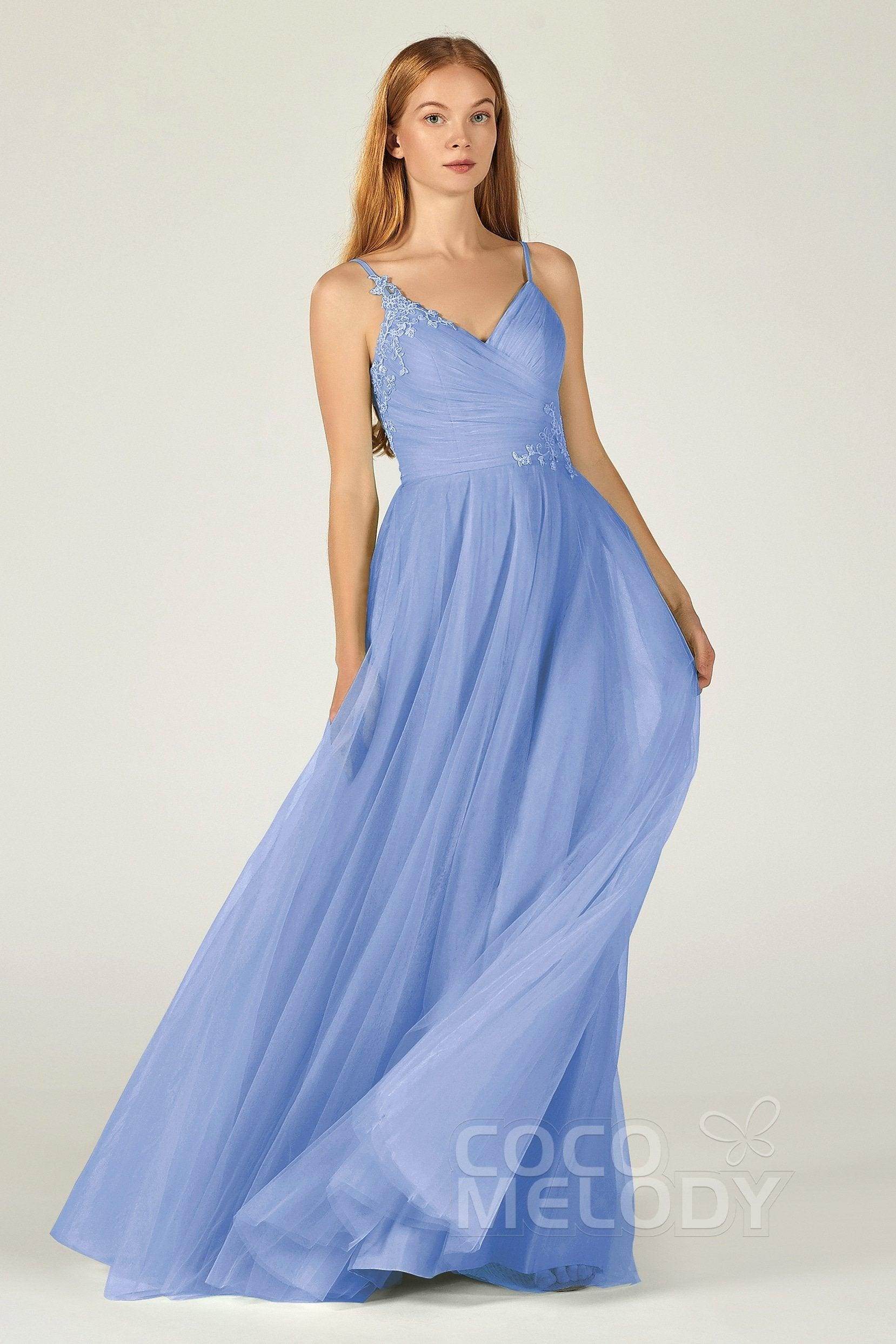 A-Line Floor Length Tulle Bridesmaid Dress CB0383