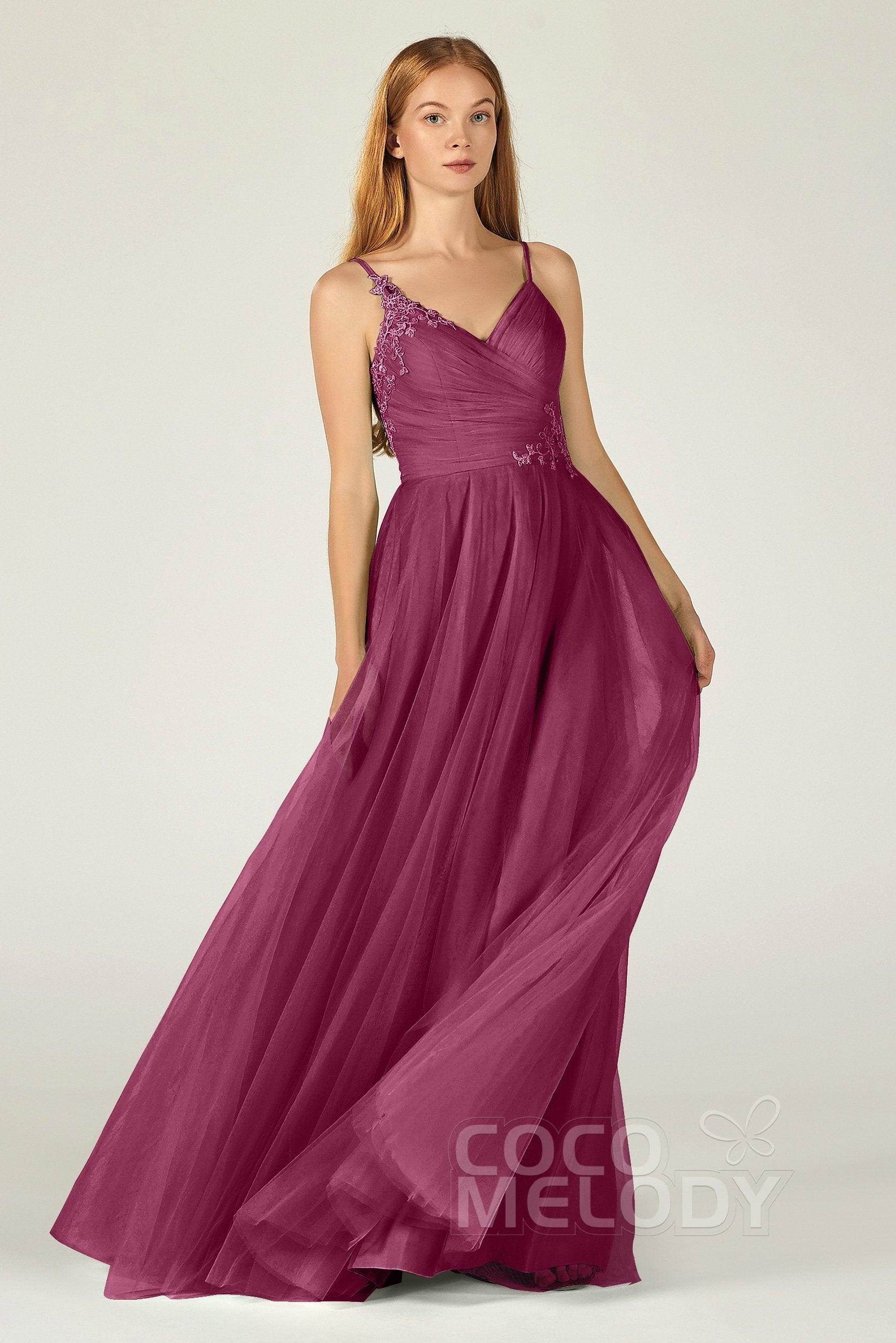 A-Line Floor Length Tulle Bridesmaid Dress CB0383