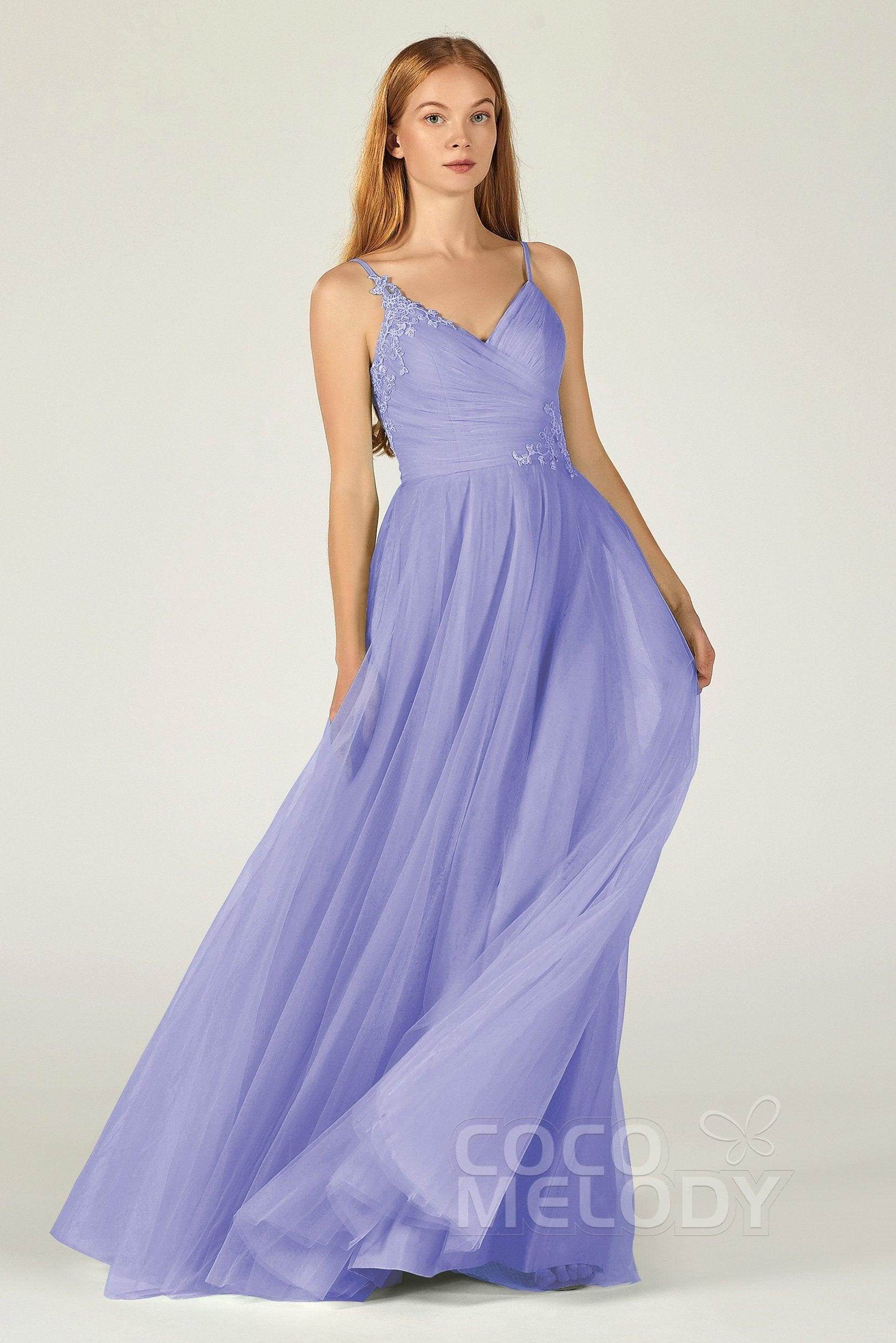 A-Line Floor Length Tulle Bridesmaid Dress CB0383