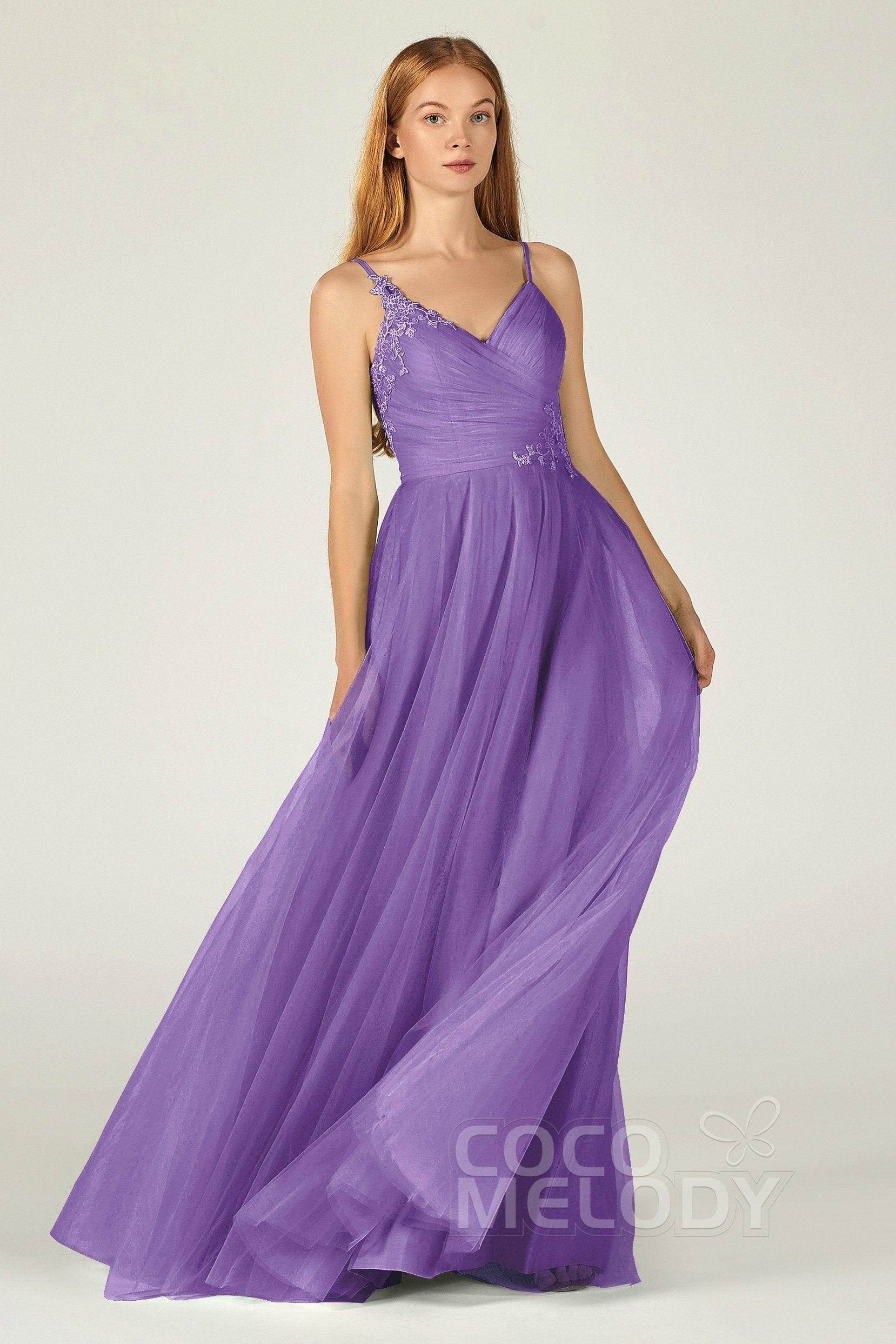 A-Line Floor Length Tulle Bridesmaid Dress CB0383
