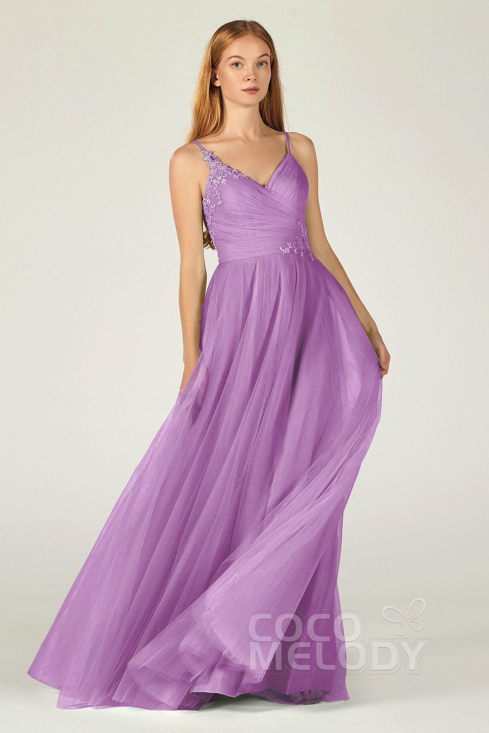 A-Line Floor Length Tulle Bridesmaid Dress CB0383