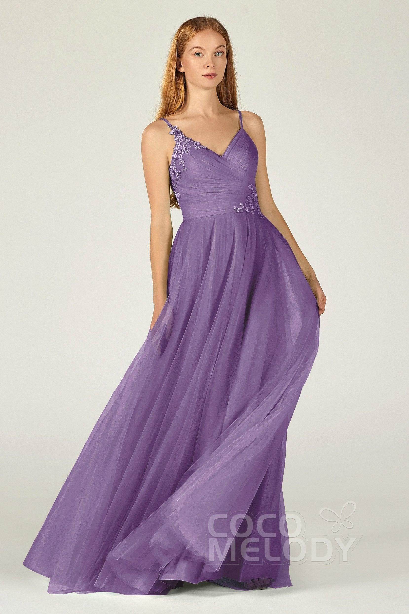 A-Line Floor Length Tulle Bridesmaid Dress CB0383
