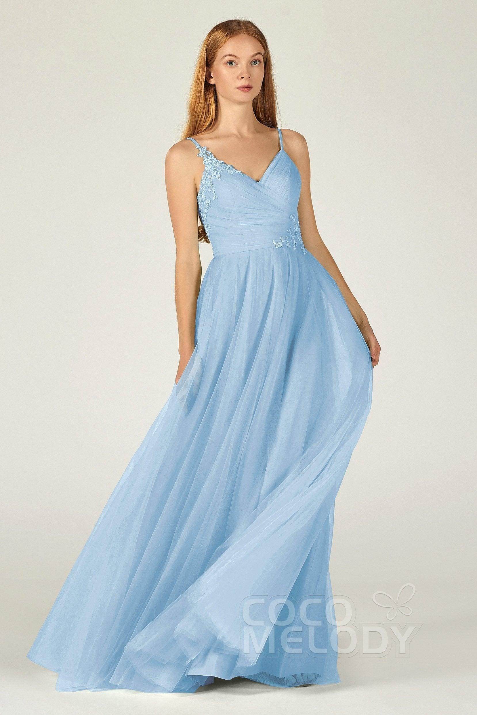 A-Line Floor Length Tulle Bridesmaid Dress CB0383