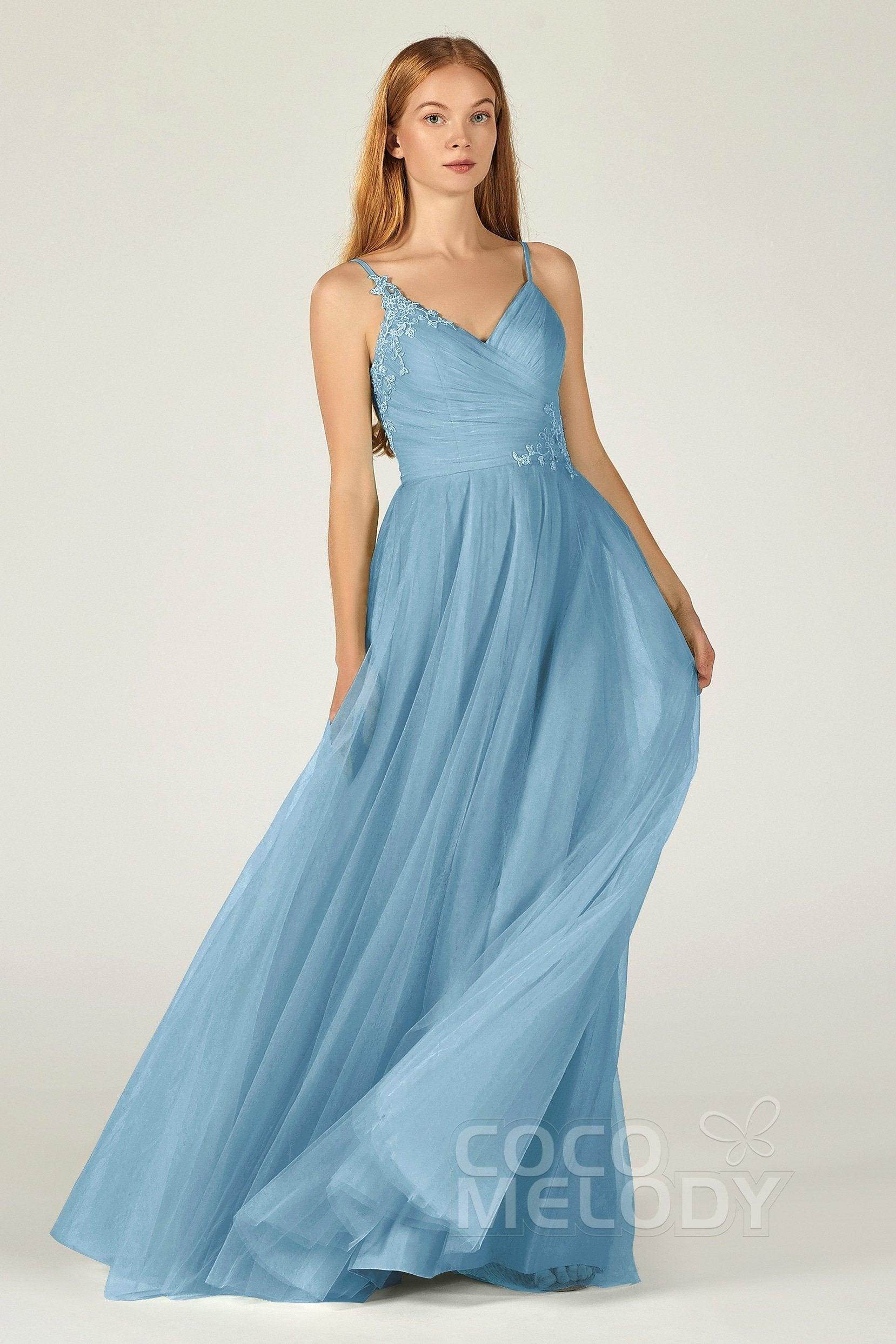 A-Line Floor Length Tulle Bridesmaid Dress CB0383