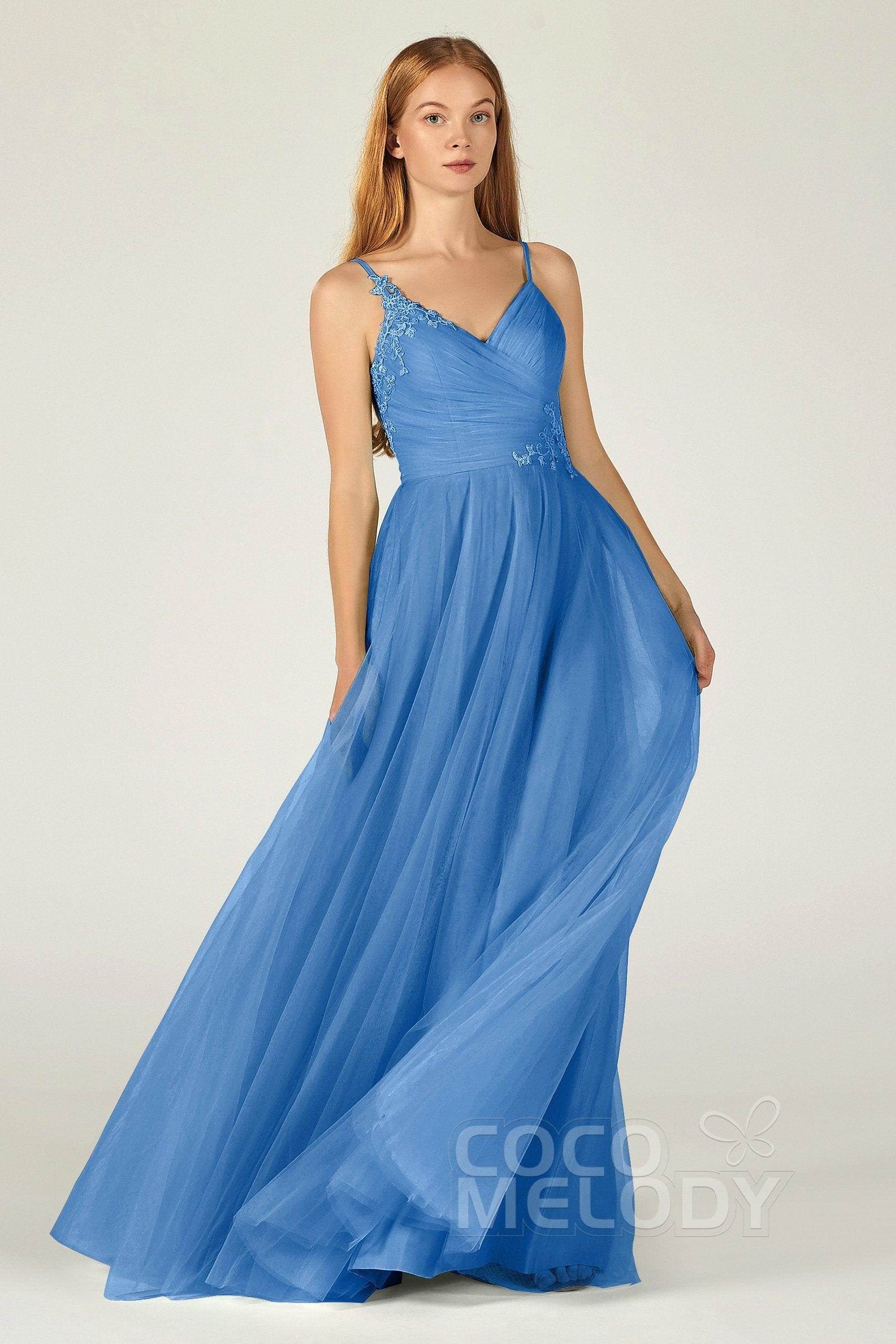 A-Line Floor Length Tulle Bridesmaid Dress CB0383