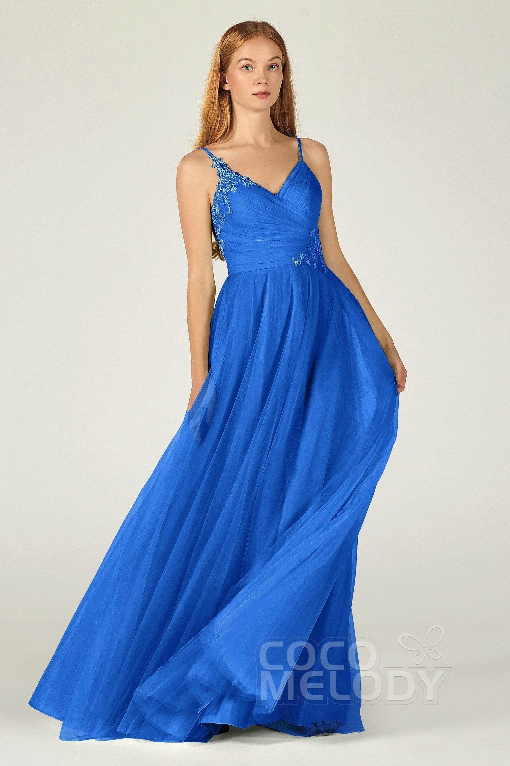 A-Line Floor Length Tulle Bridesmaid Dress CB0383