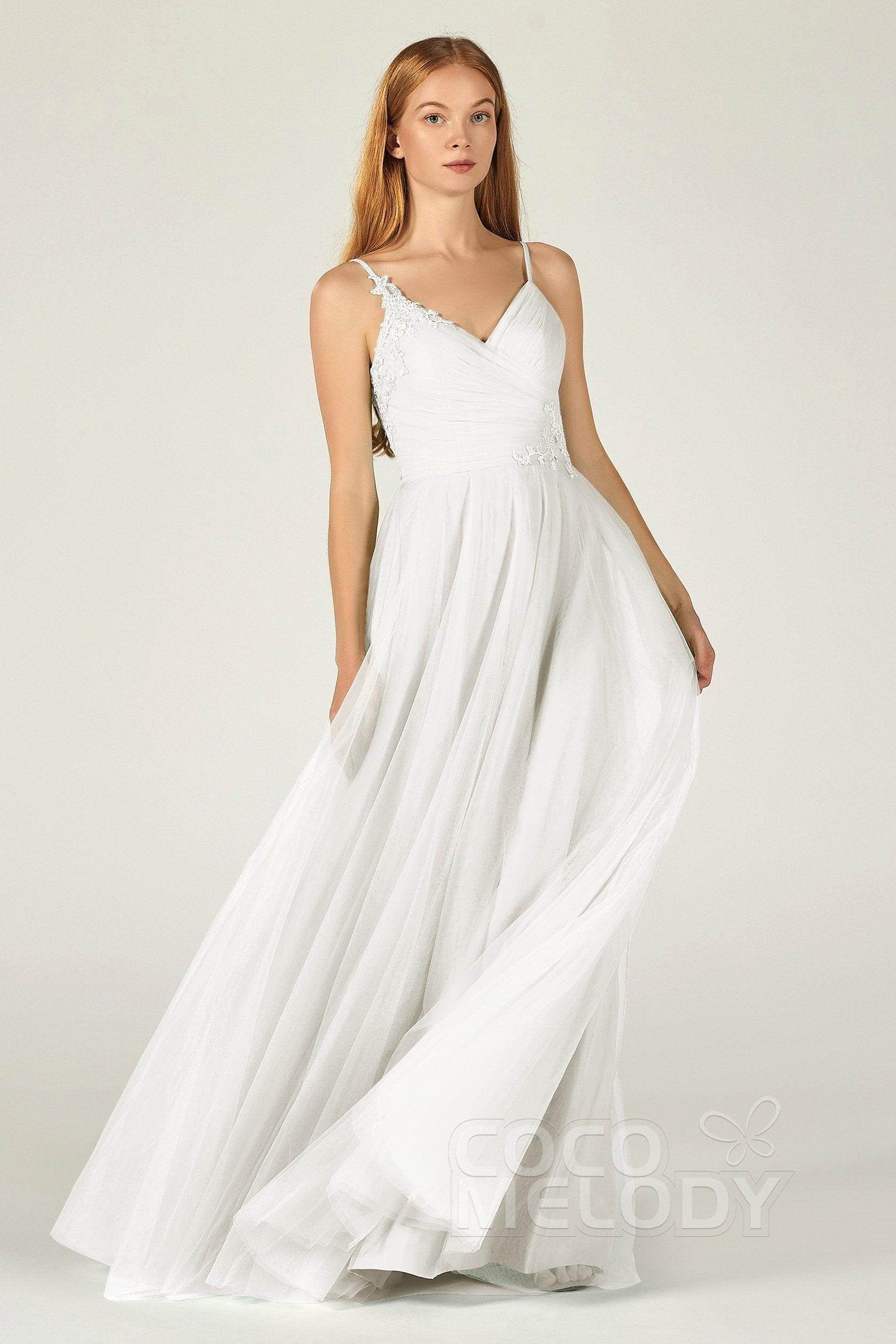 A-Line Floor Length Tulle Bridesmaid Dress CB0383