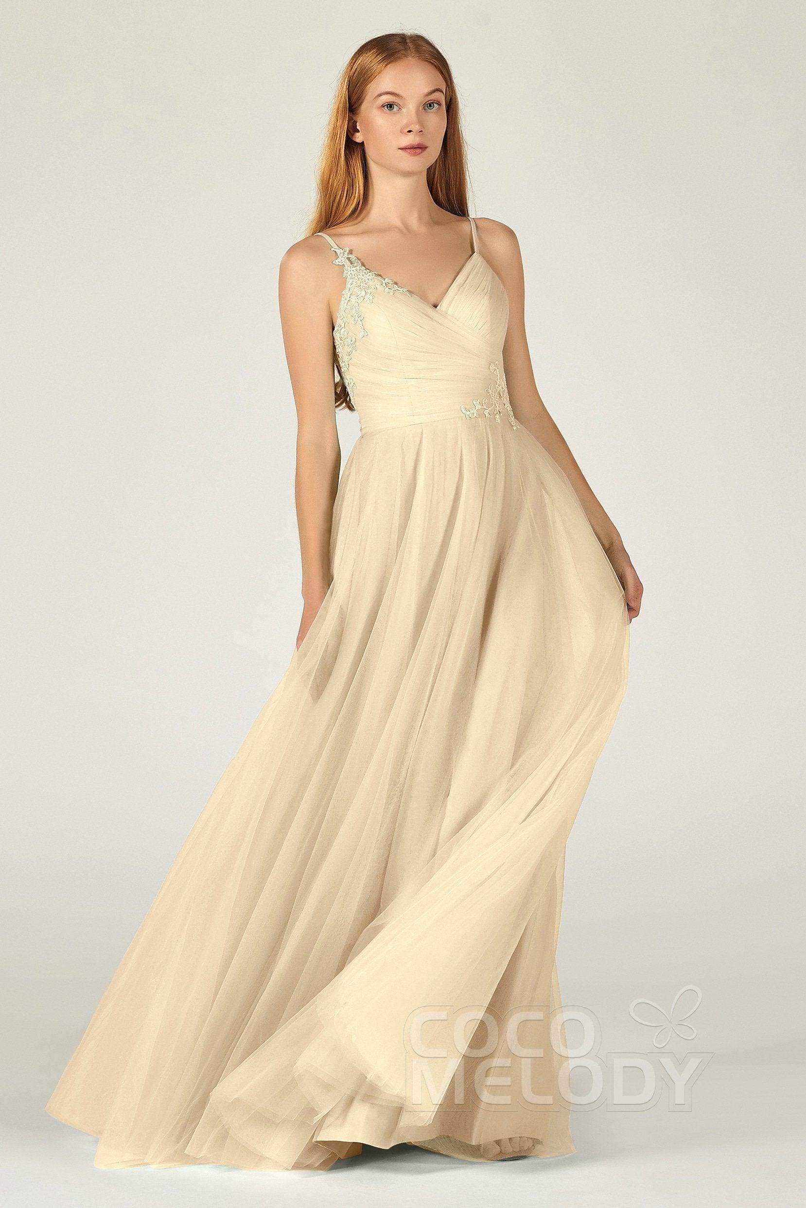 A-Line Floor Length Tulle Bridesmaid Dress CB0383