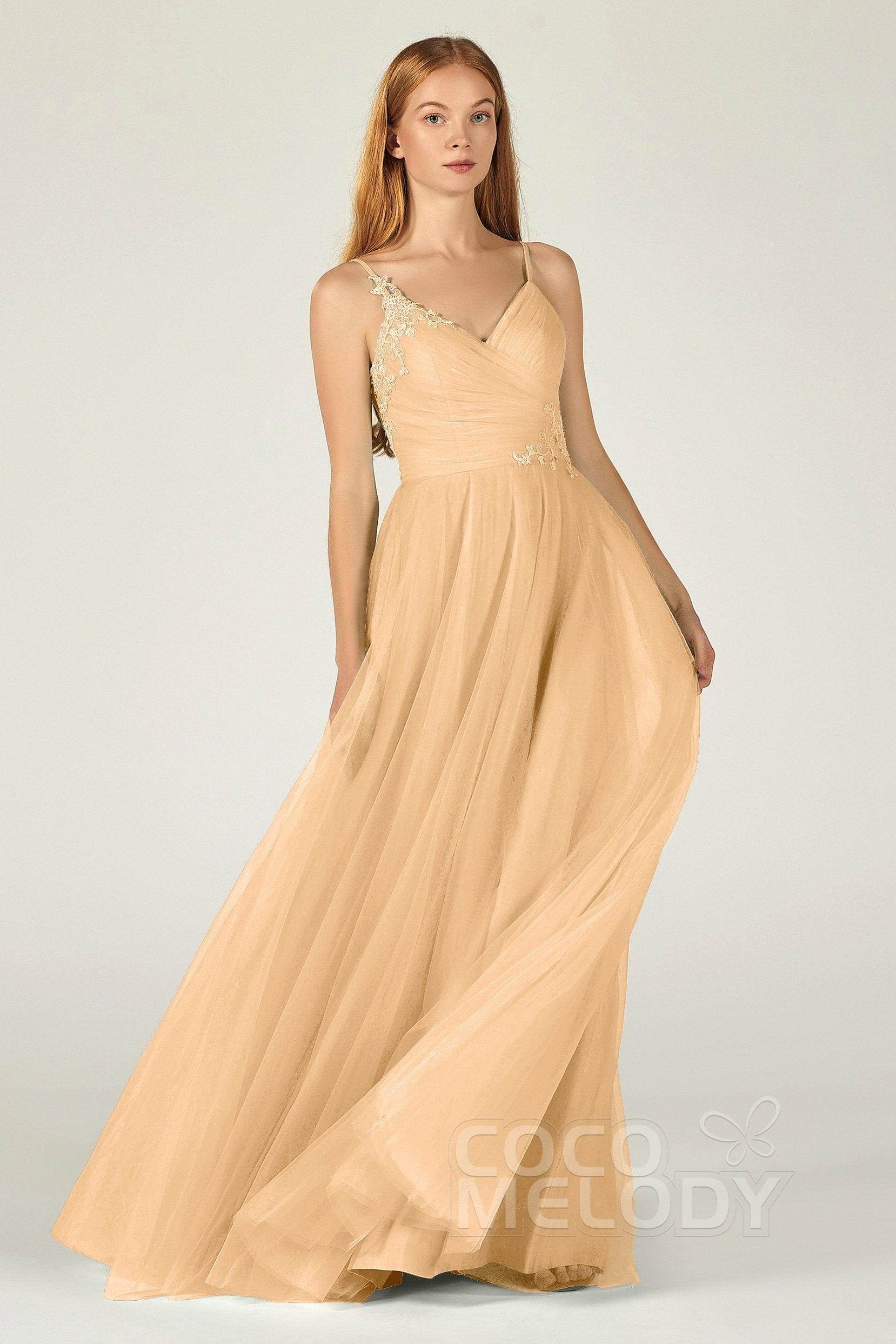 A-Line Floor Length Tulle Bridesmaid Dress CB0383