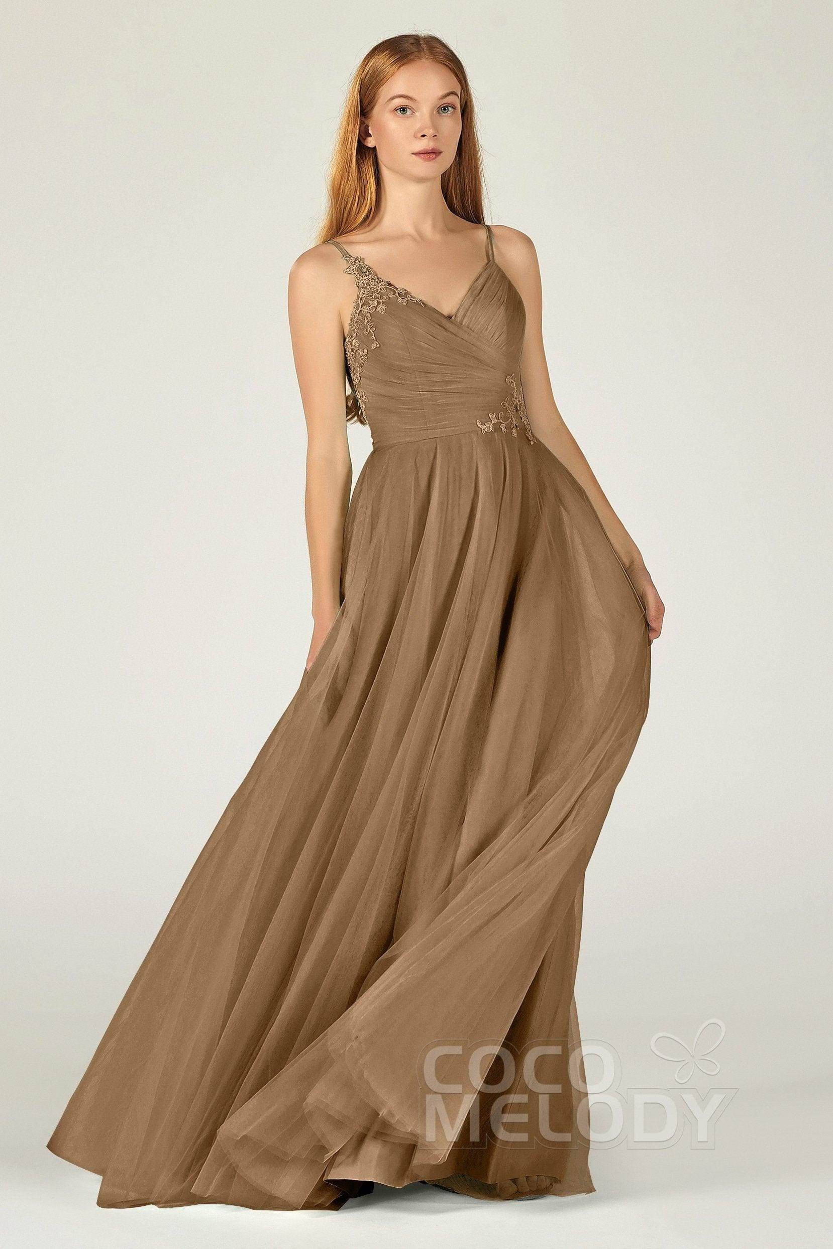 A-Line Floor Length Tulle Bridesmaid Dress CB0383