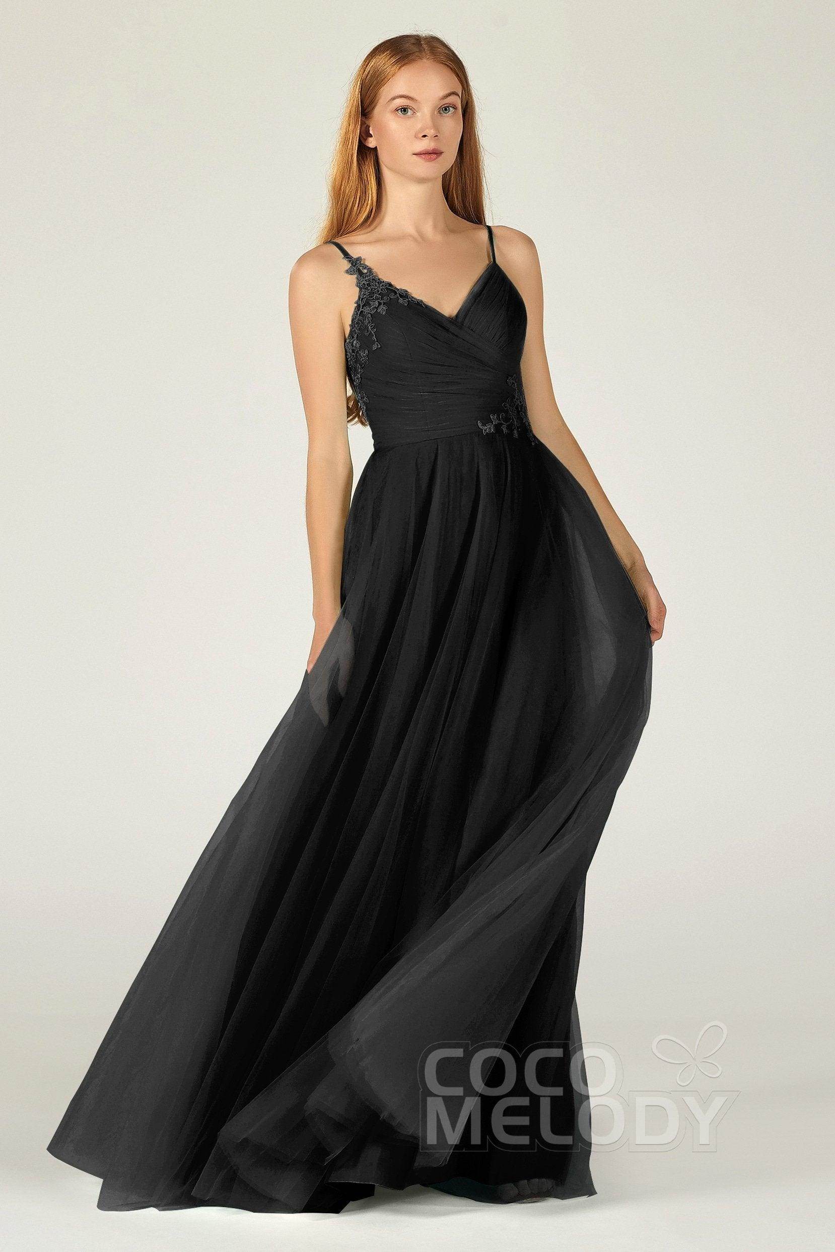 A-Line Floor Length Tulle Bridesmaid Dress CB0383