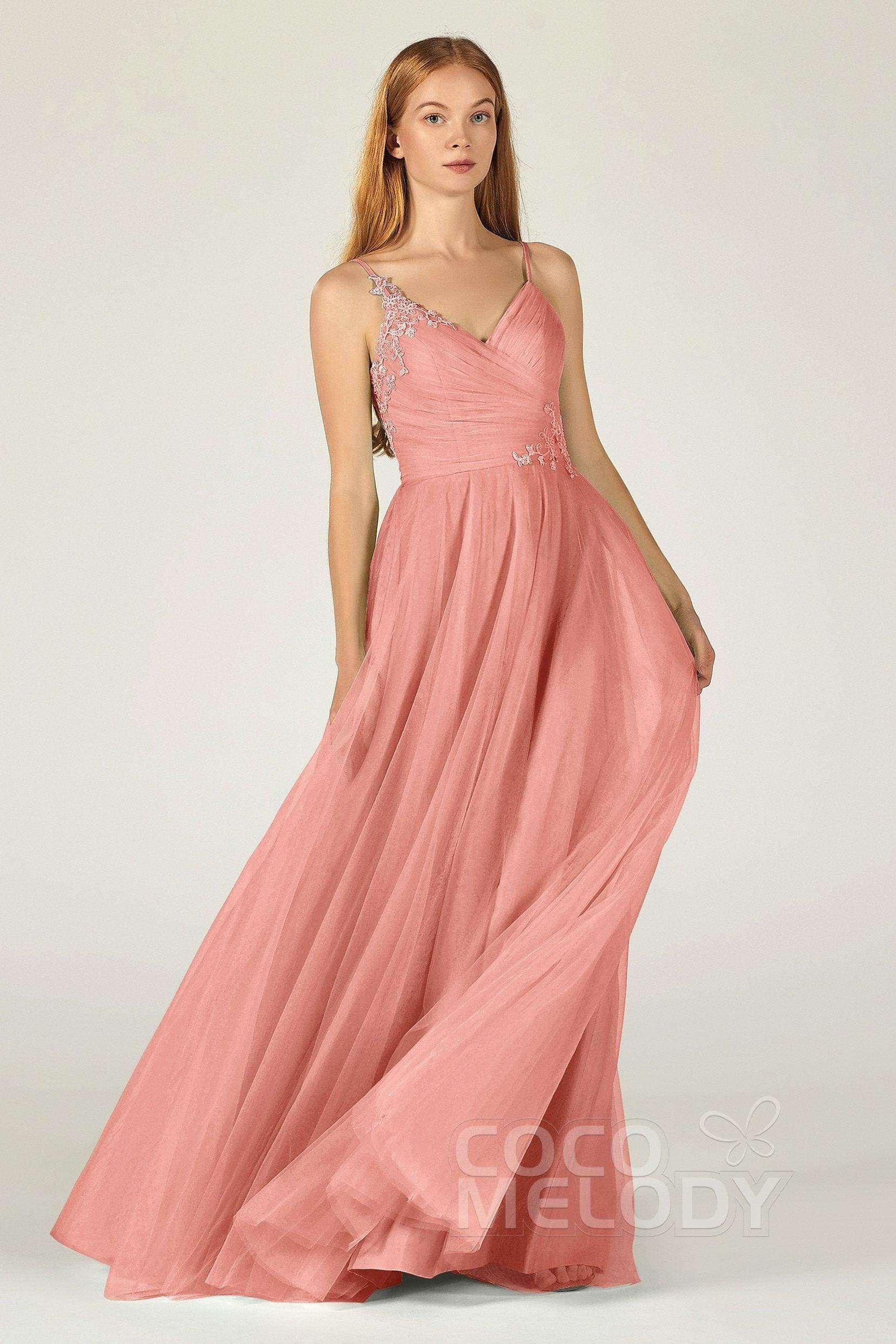 A-Line Floor Length Tulle Bridesmaid Dress CB0383